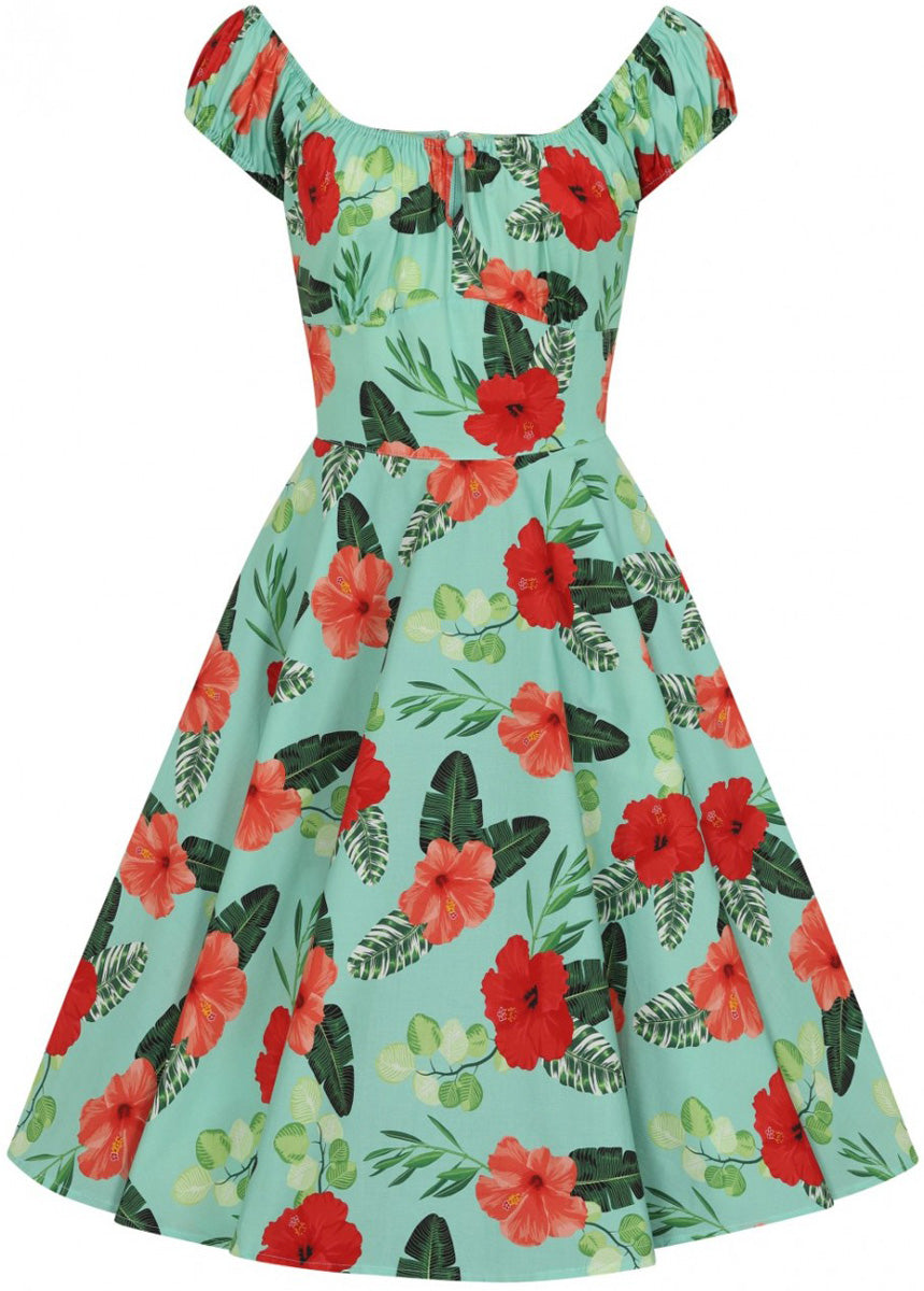 Hell_Bunny_MOANA_Tropical_HIBISKUS_Blumen_Kurzarm_50s_SWING_KLEID_Dress_killer_kirsche_3ff7Ay7KGgbmAC