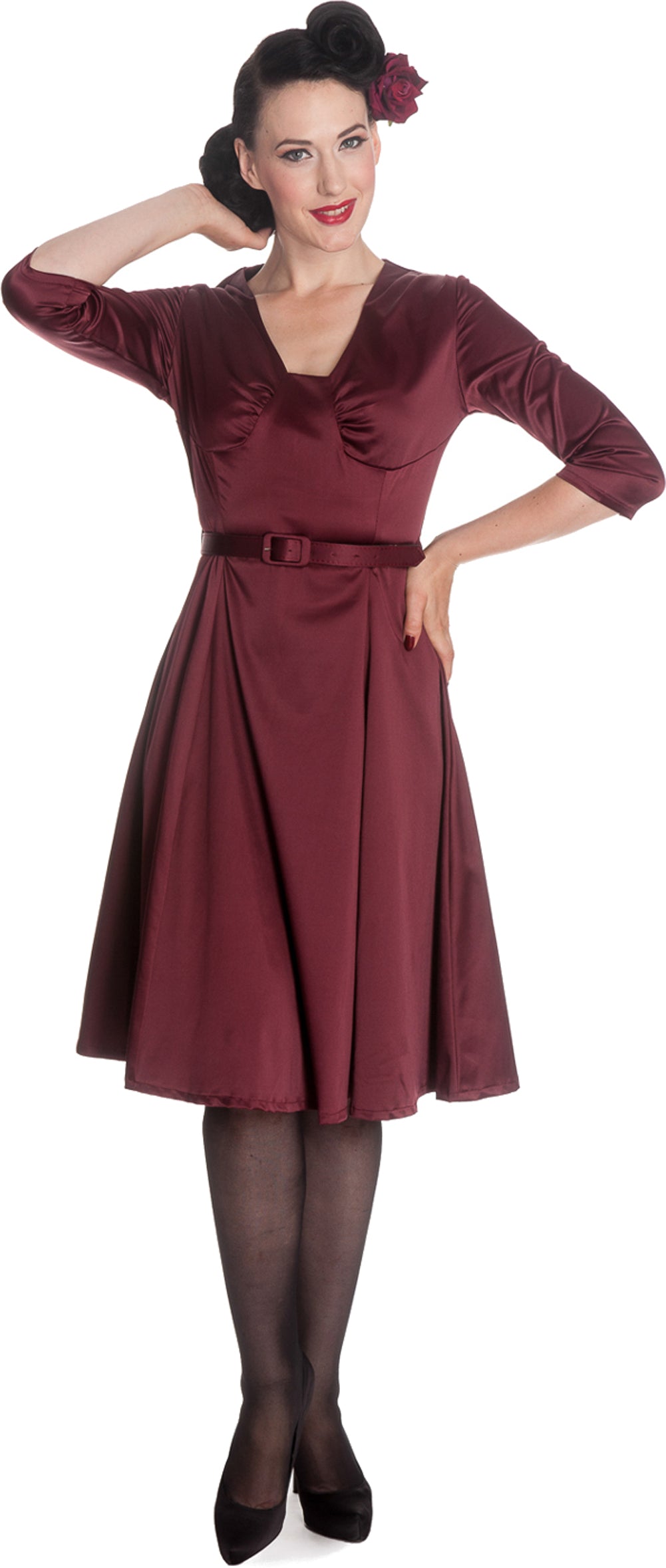Hell_Bunny_MYLENE_50s_Pin_Up_Satin_RETRO_Dress_KLEID_-_Burgundy