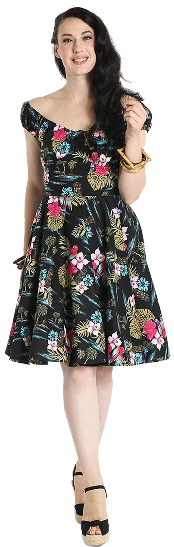 Hell_Bunny_NOA_NOA_Tropical_TIKI_Parrot_Hibiskus_Blumen_BOW_SWING_Dress_KLEID_killer_kirsche