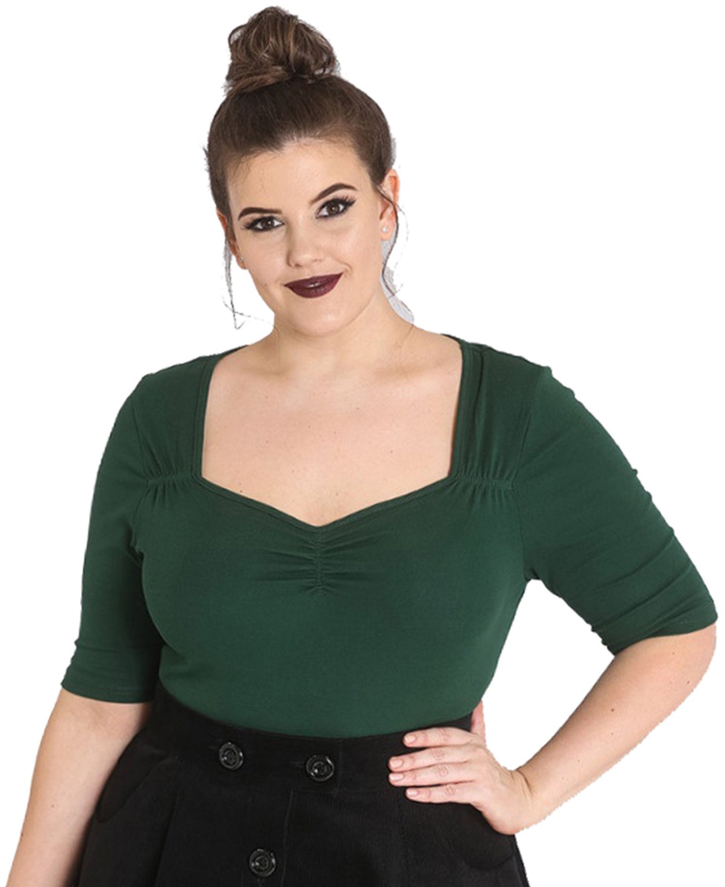 Hell_Bunny_PHILIPPA_Vintage_BASIC_dreiviertel__Arm_RETRO_Oberteil_SHIRT_Plus_Size_Gruen_killer_kirsche_12CAwY21ggSYvme