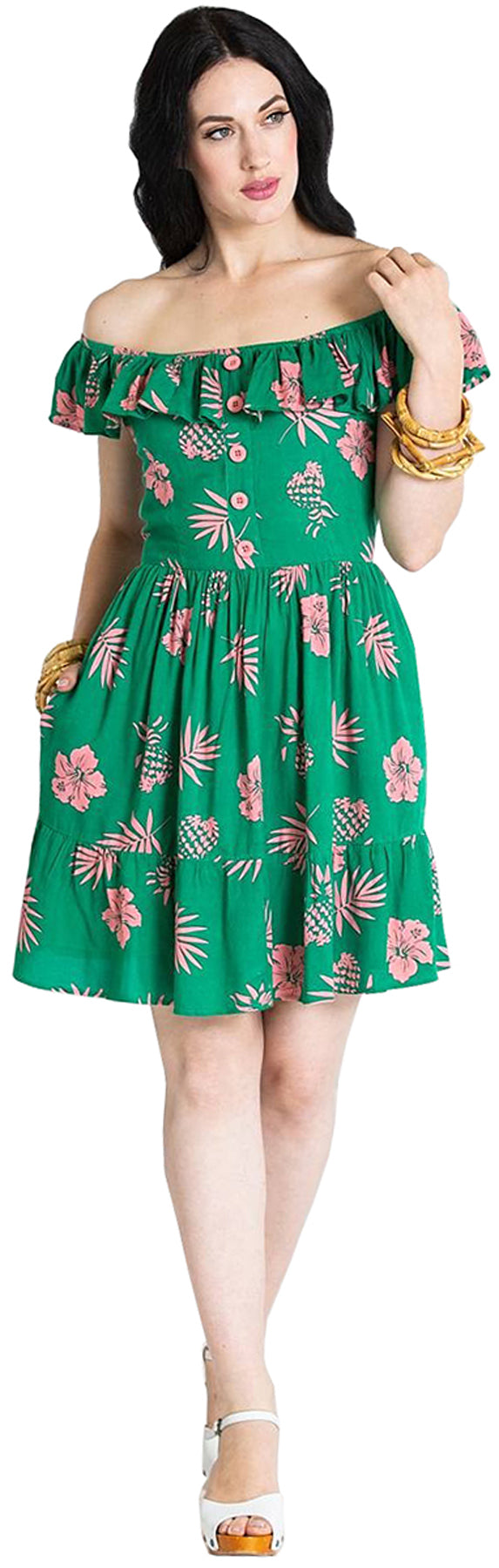 Hell_Bunny_PINEAPPLE_Hibiskus_Carmen_MINI_Swing_KLEID_Plus_Size_Gruen_killer_kirscheuS7nPOoJAuoBr