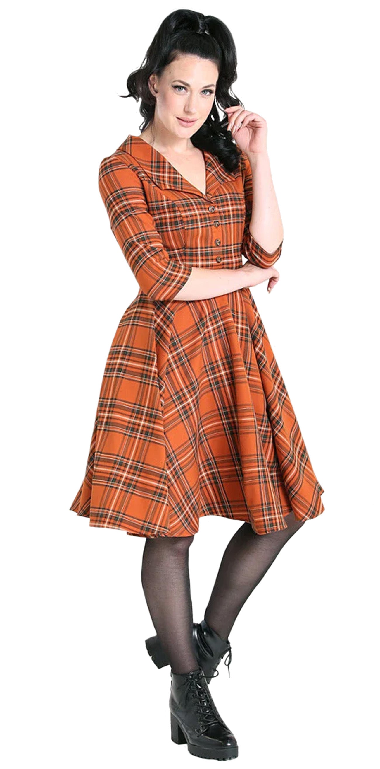 Hell_Bunny_TAWNY_TARTAN_50s_Retro_Karo_VNeck_SWING_Flared_DRESS_Kleid-45SqVhBuFkUTzw