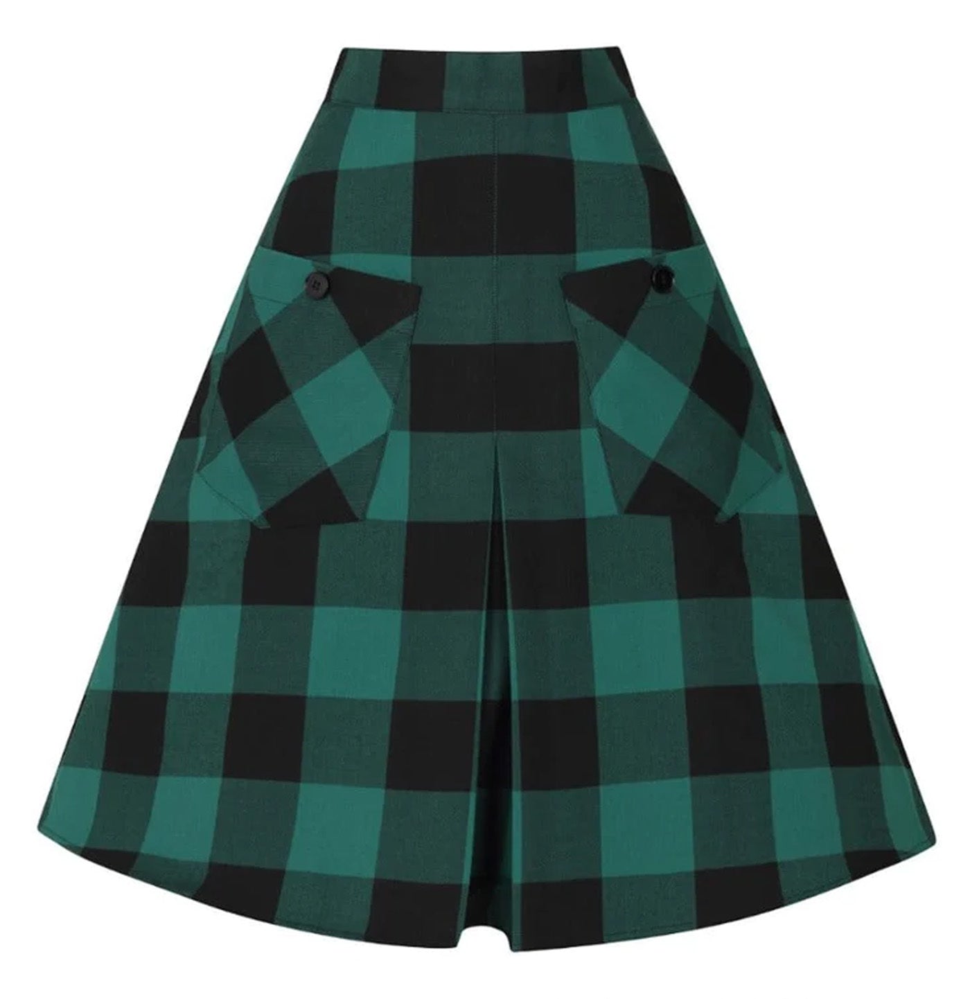 Hell_Bunny_TEEN_SPIRIT_Vintage_Tartan_High_Waist_Pockets_Karo_A-Linie_Skirt__ROCK__GruenSchwar-5