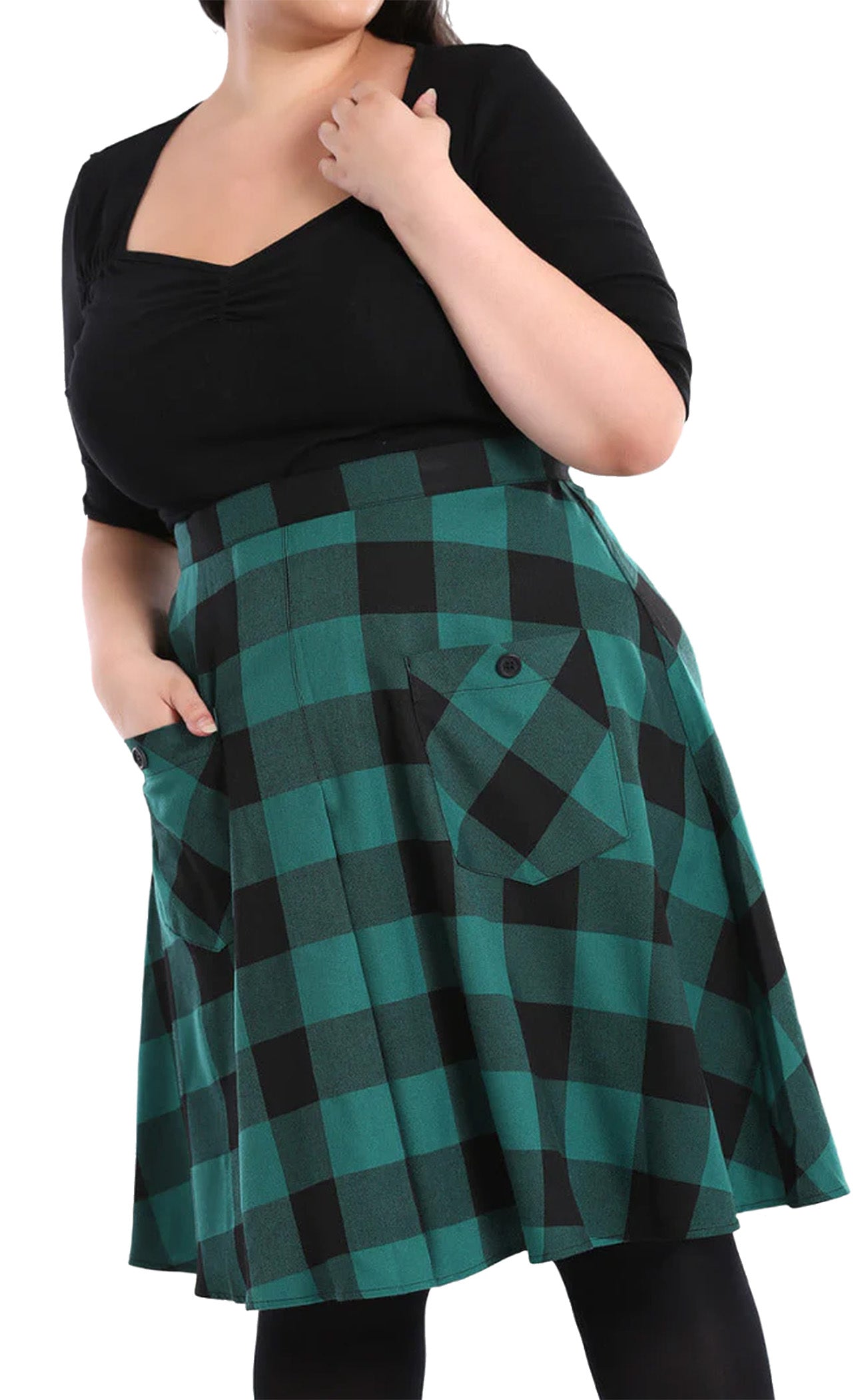Hell_Bunny_TEEN_SPIRIT_Vintage_Tartan_High_Waist_Pockets_Karo_A-Linie_Skirt__ROCK__GruenSchwarz-1-3