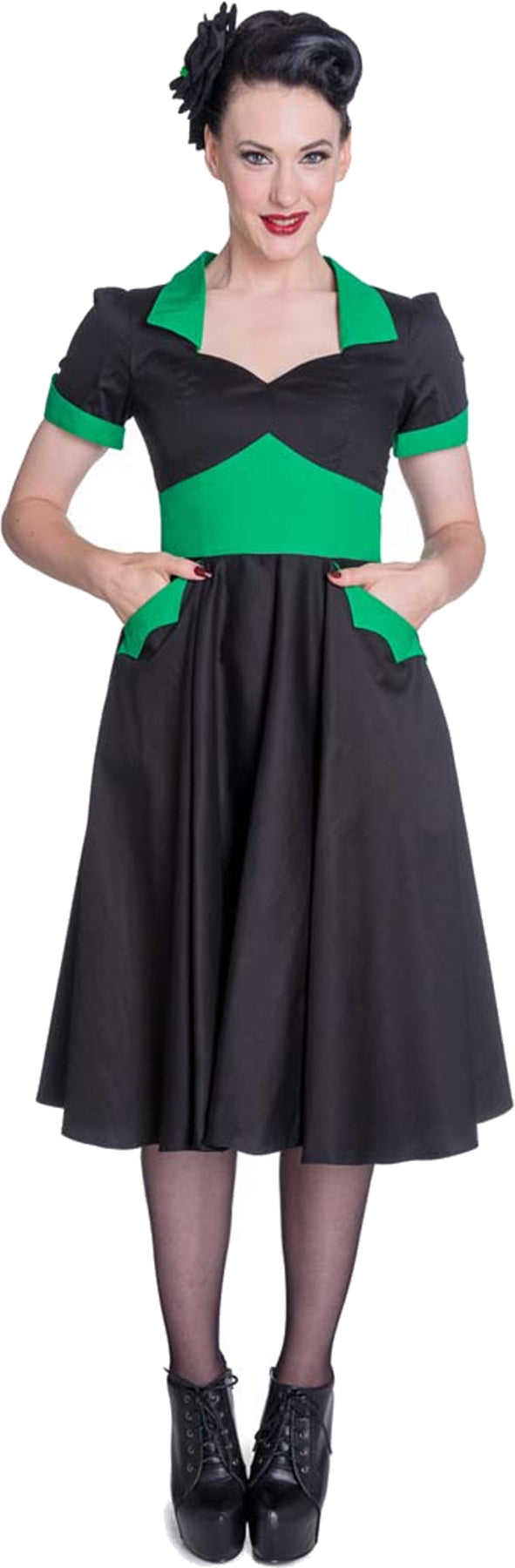 Hell_Bunny_VAMPIRESS_2-Tone_RETRO_Swing_Kurzarm_KLEID_-_Gruen_killer_kirscheutvB6BX0rXarb