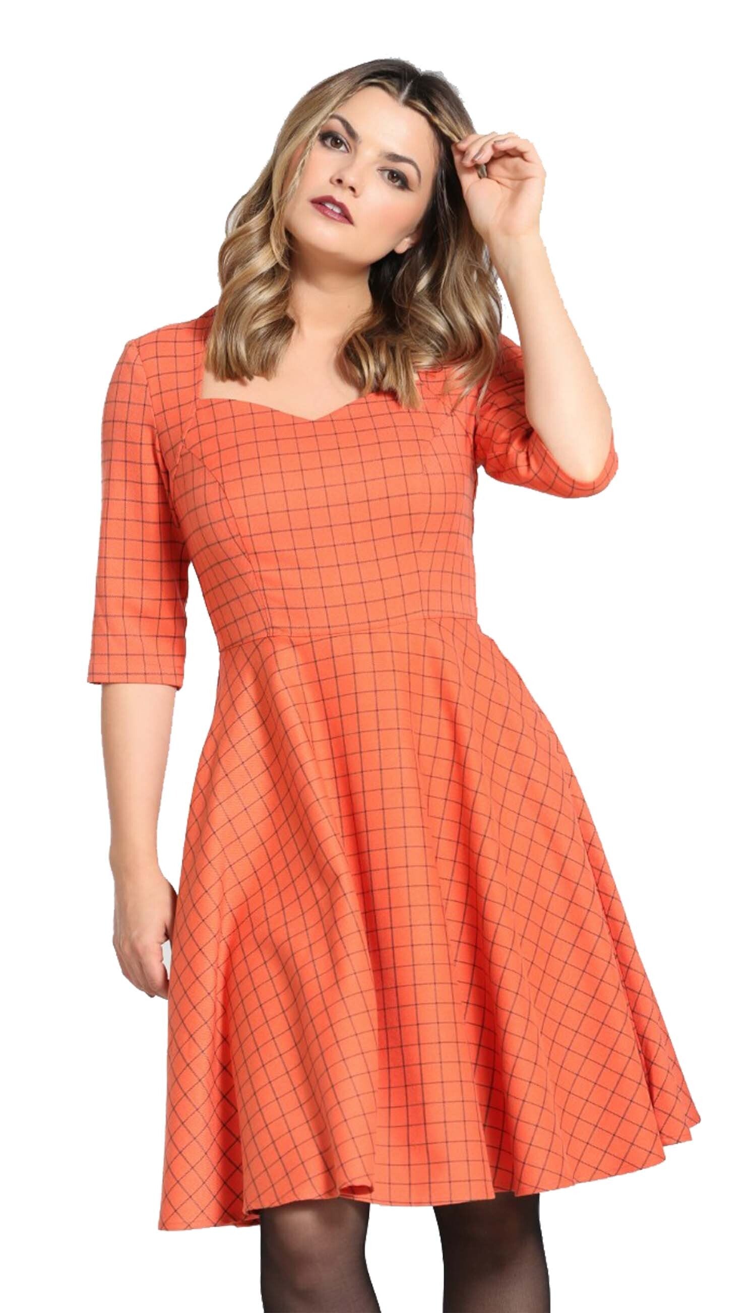 Hell_Bunny_ZOIRA_CHECK_50s_Retro_Karo_Sweetheart_SWING_DRESS_Kleid__Orange-1