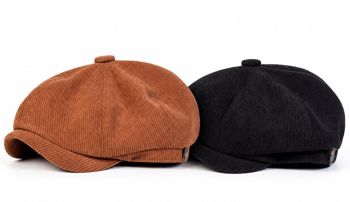 Herren «Vintage Corduroy» Retro Oldschool Classic Bakerboy Mütze - 2 Farben