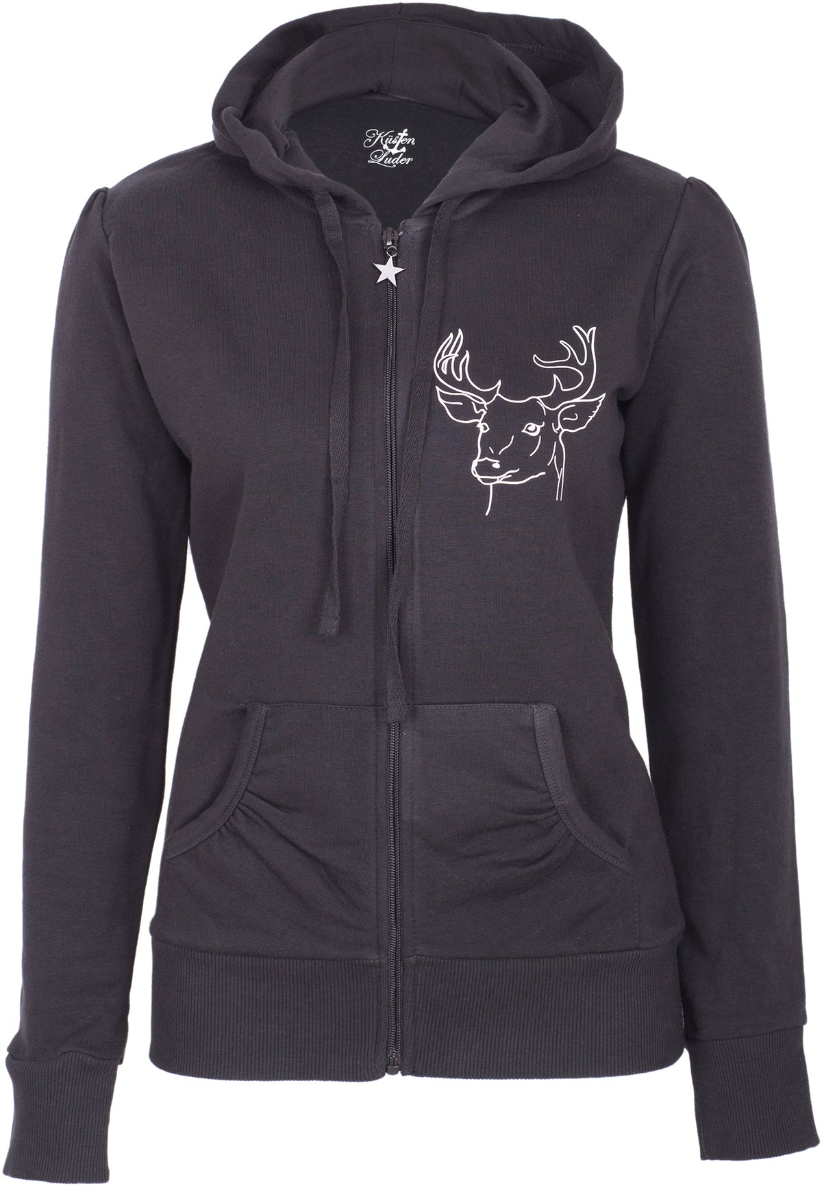 KM200_-_Kuestenluder_Kamee_DEER_Hirschkopf_Diamond_Rose_Hooded_Zip_Sweat_JACKE