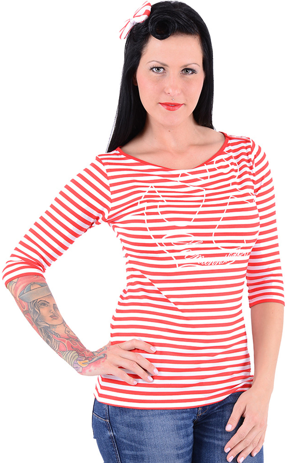 KO1055_-_Kuestenluder_SEEMANNSLIEBE_Anchor_Streifen_3_4_Arm_SHIRT_-_Rot_Weiss