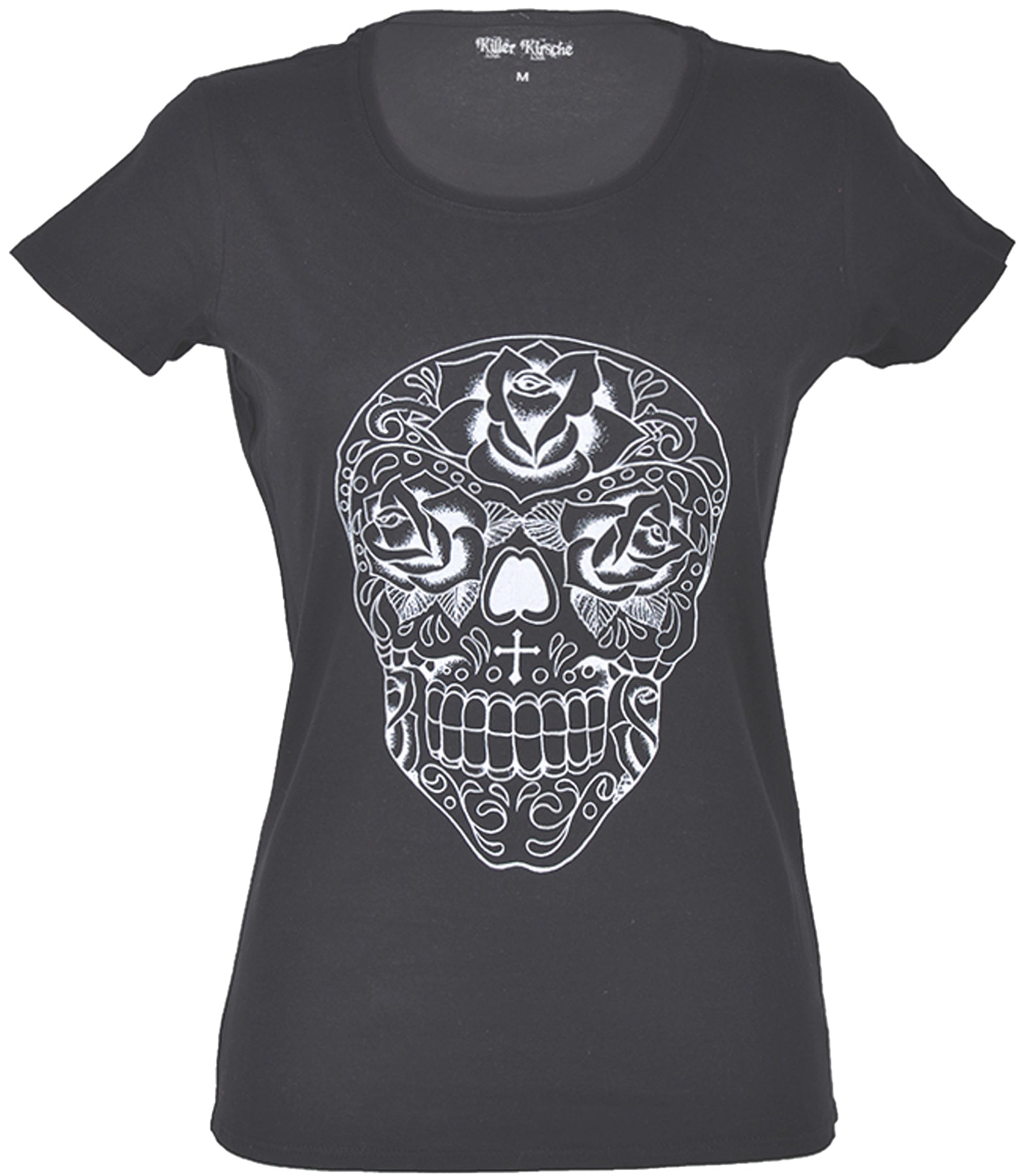 Killer_Kirsche_SUGAR_SKULL_ROSES_Oldschool_Girli_Kurzarm_T-SHIRT_-_Schwarz