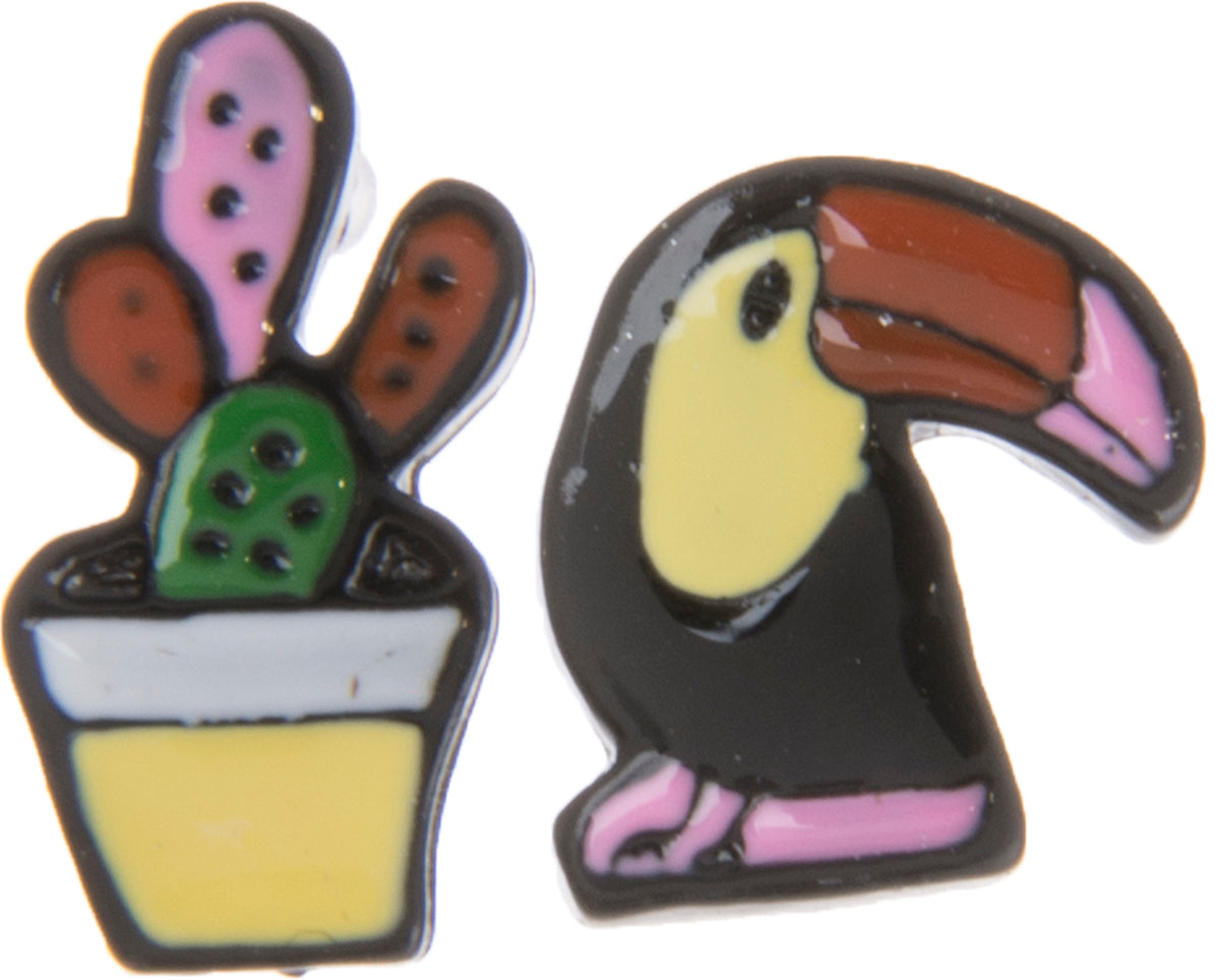 Killer_Kirsche_TOUCAN_Cactus_Tukan_KAKTUS_Vintage_OHRSTECKER-1