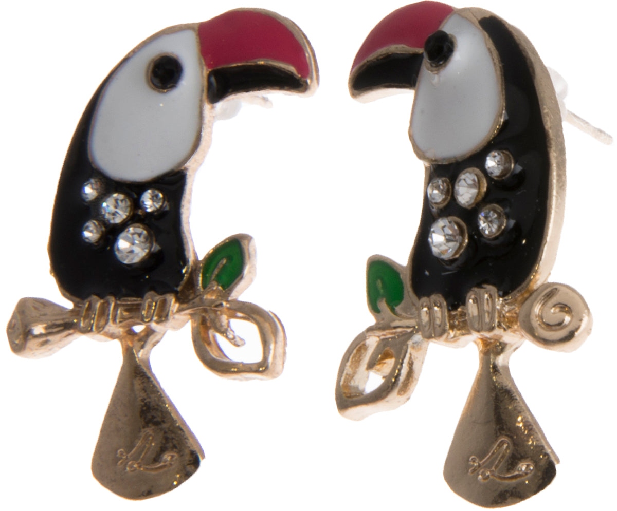 Killer_Kirsche_TOUCAN_Tukan_Glitzerstein_Vintage_OHRSTECKER_Ohrschmuck-2