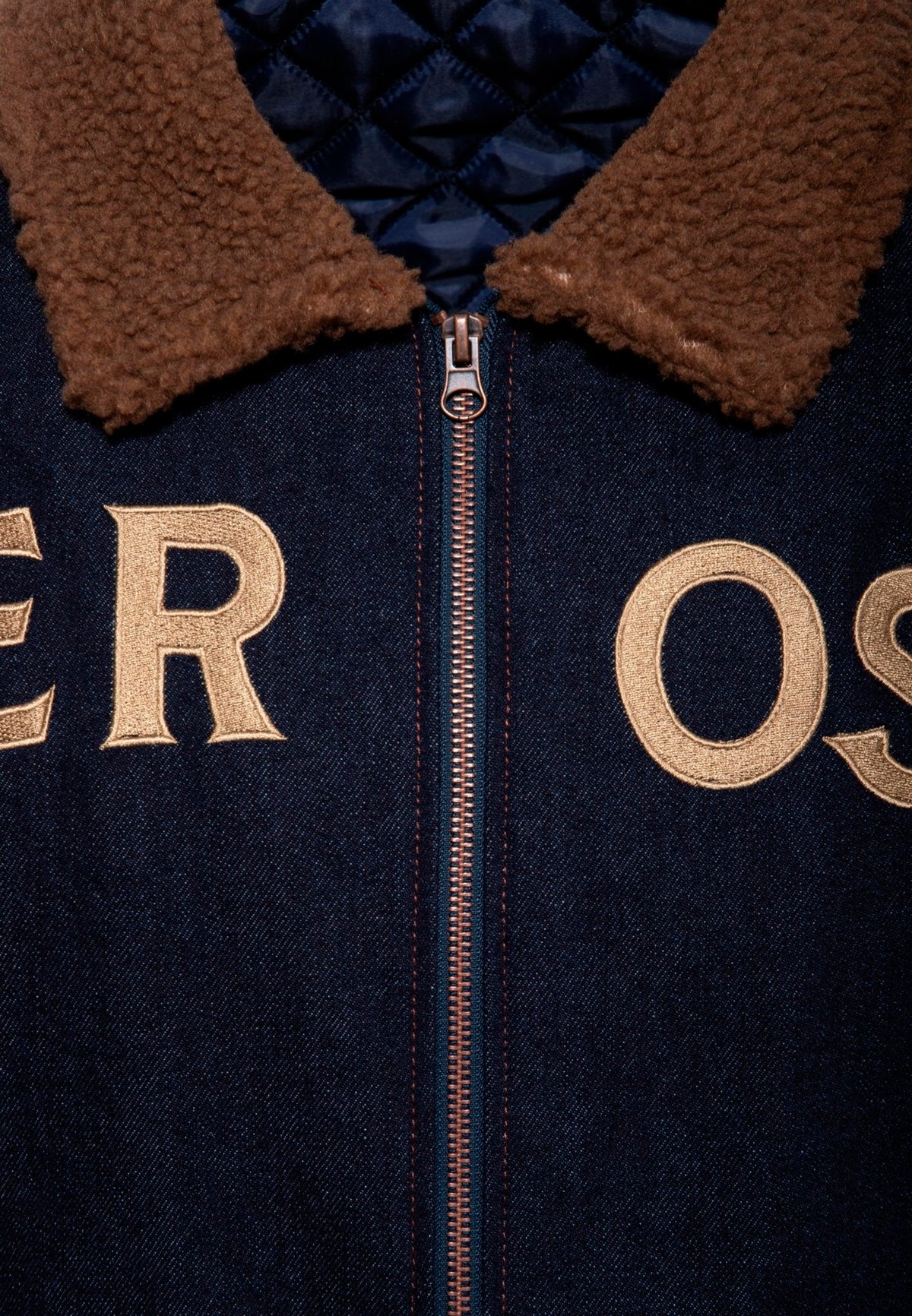 King Kerosin «Denim Dark Blue» Oldschool Vintage Jeansjacke mit Teddykragen
