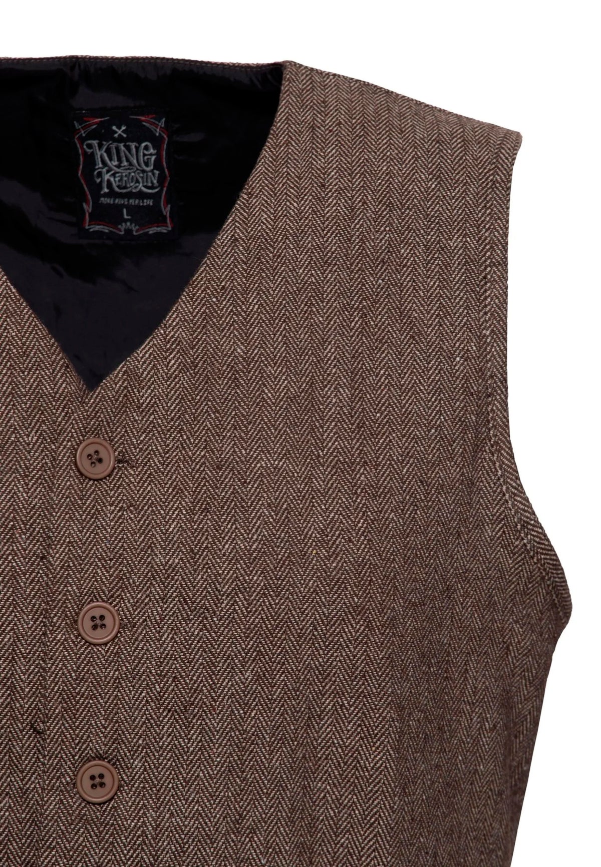 King Kerosin «Herringbone Classic» Vintage Retro Herren Fischgratmuster Oldschool Weste