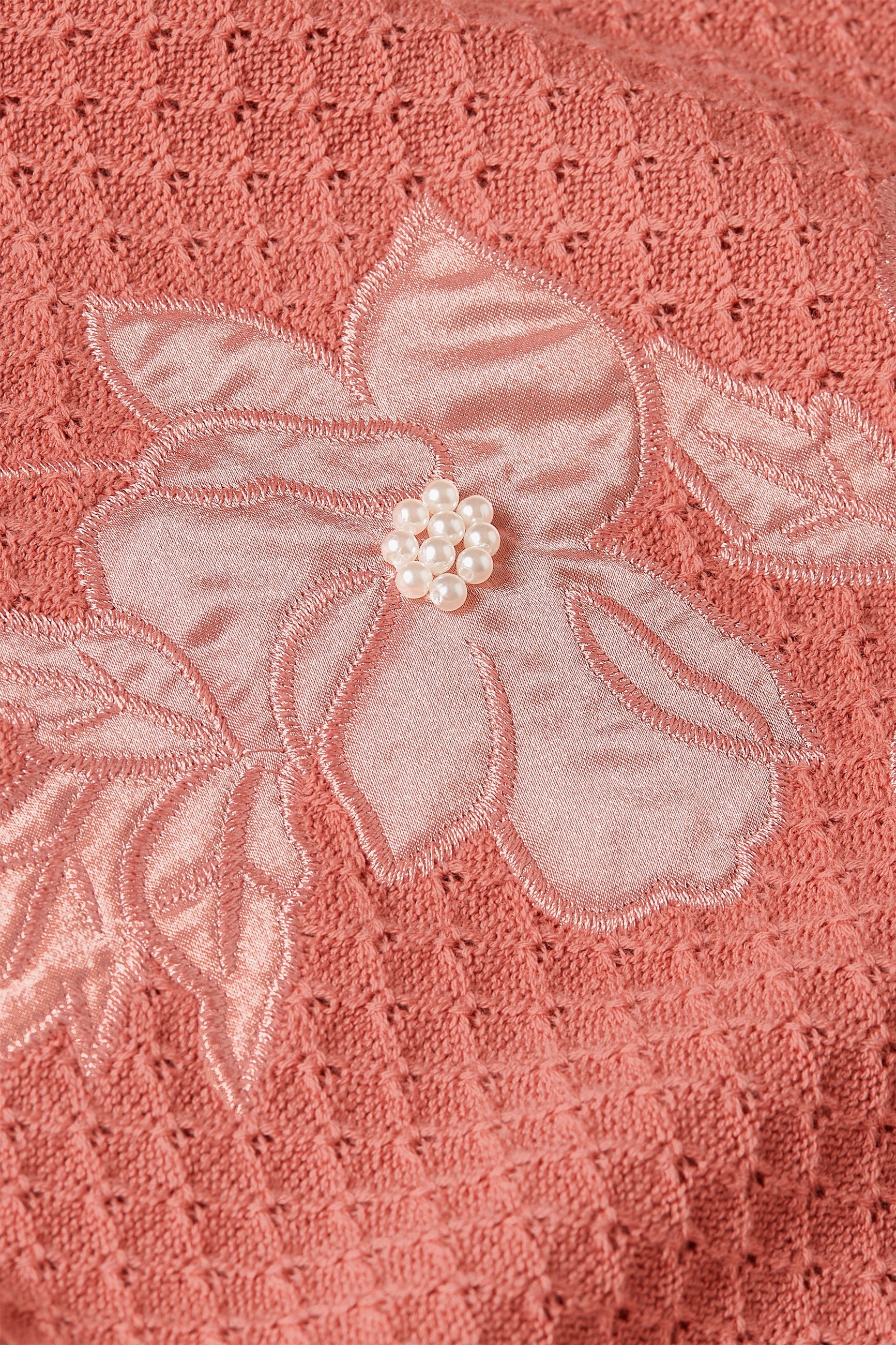 King Louie «Ann Top Applique» Vintage Retro Strick Jumper Kurzarm Pullover / Oberteil - Dusty Rose