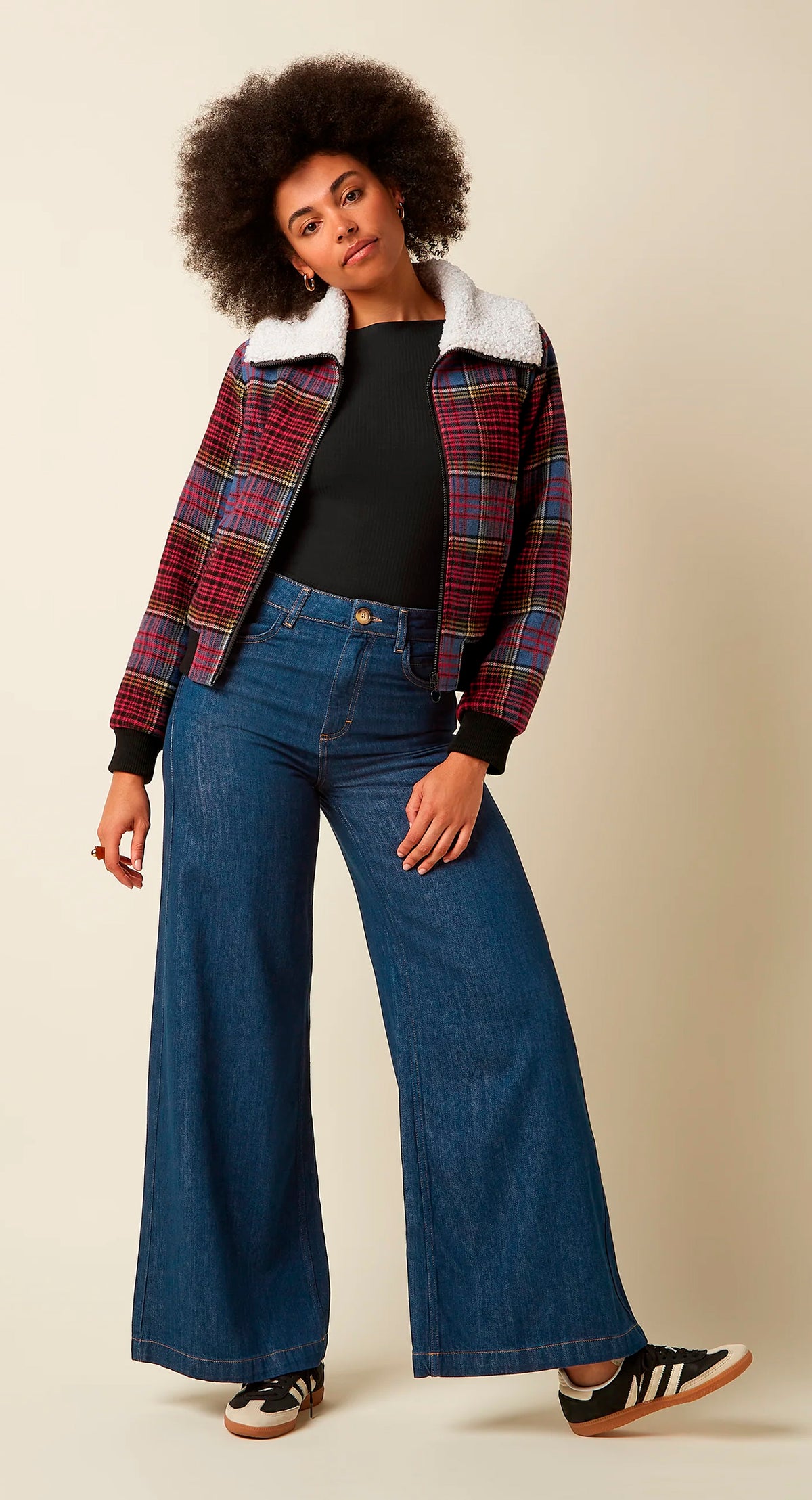 King Louie «Arizona Banda» Vintage Retro Teddykragen Check Karo Jacke