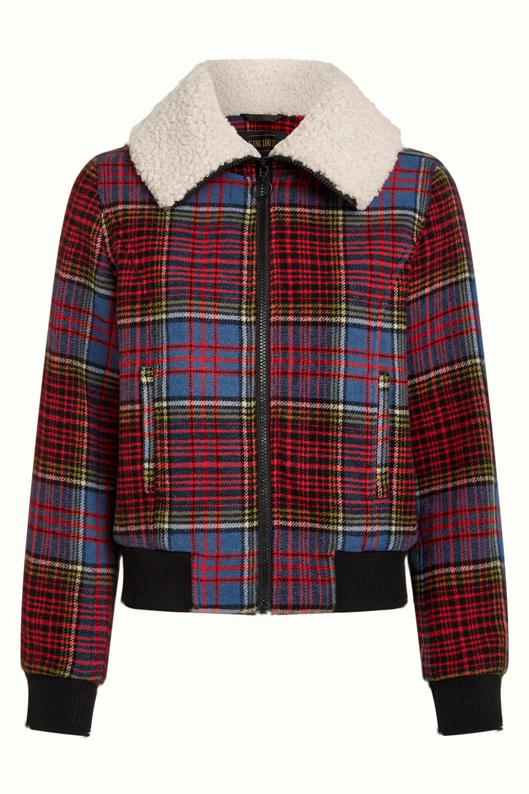 King Louie «Arizona Banda» Vintage Retro Teddykragen Check Karo Jacke