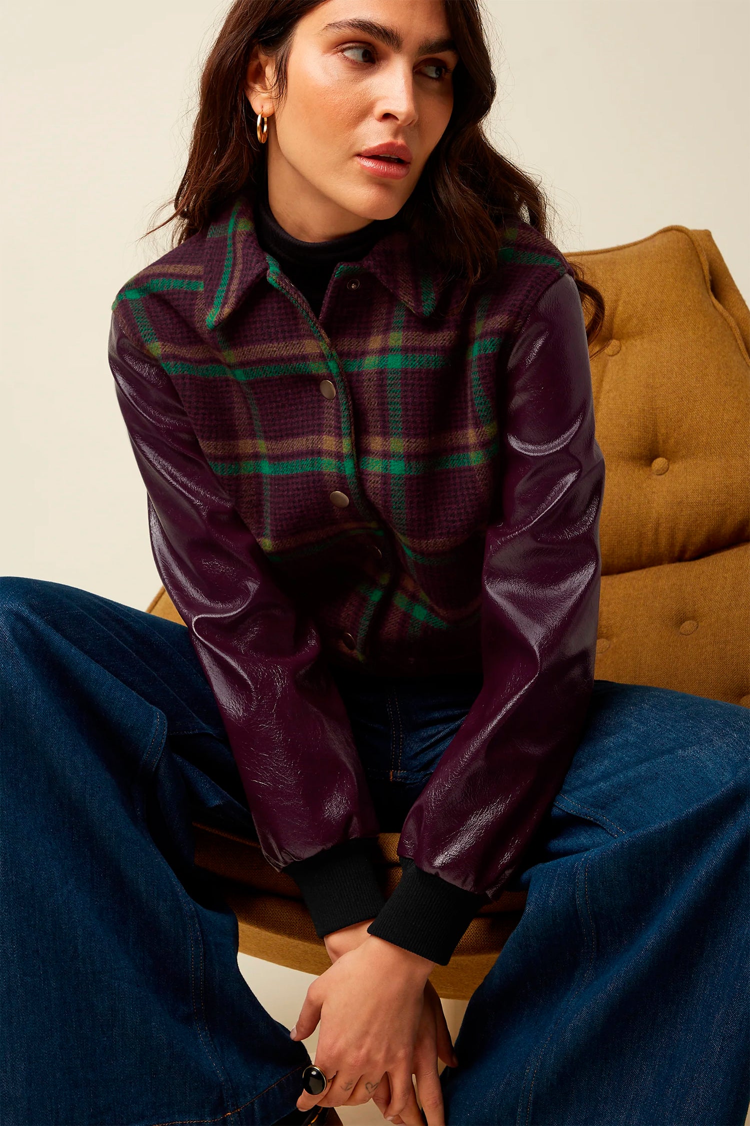 King Louie «Billie Vera» Vintage Check Karo Retro Baseball Jacket - Jacke