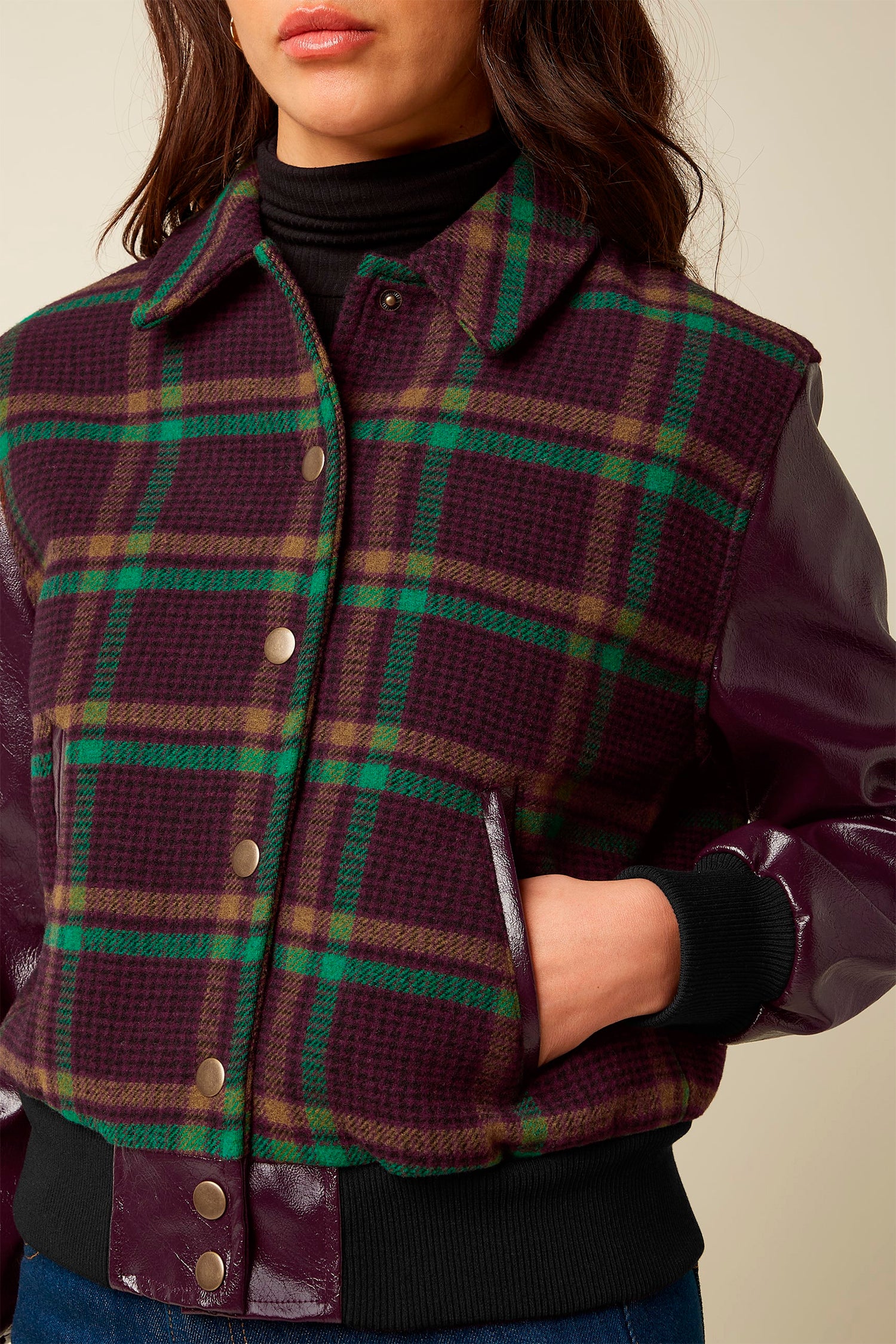 King Louie «Billie Vera» Vintage Check Karo Retro Baseball Jacket - Jacke