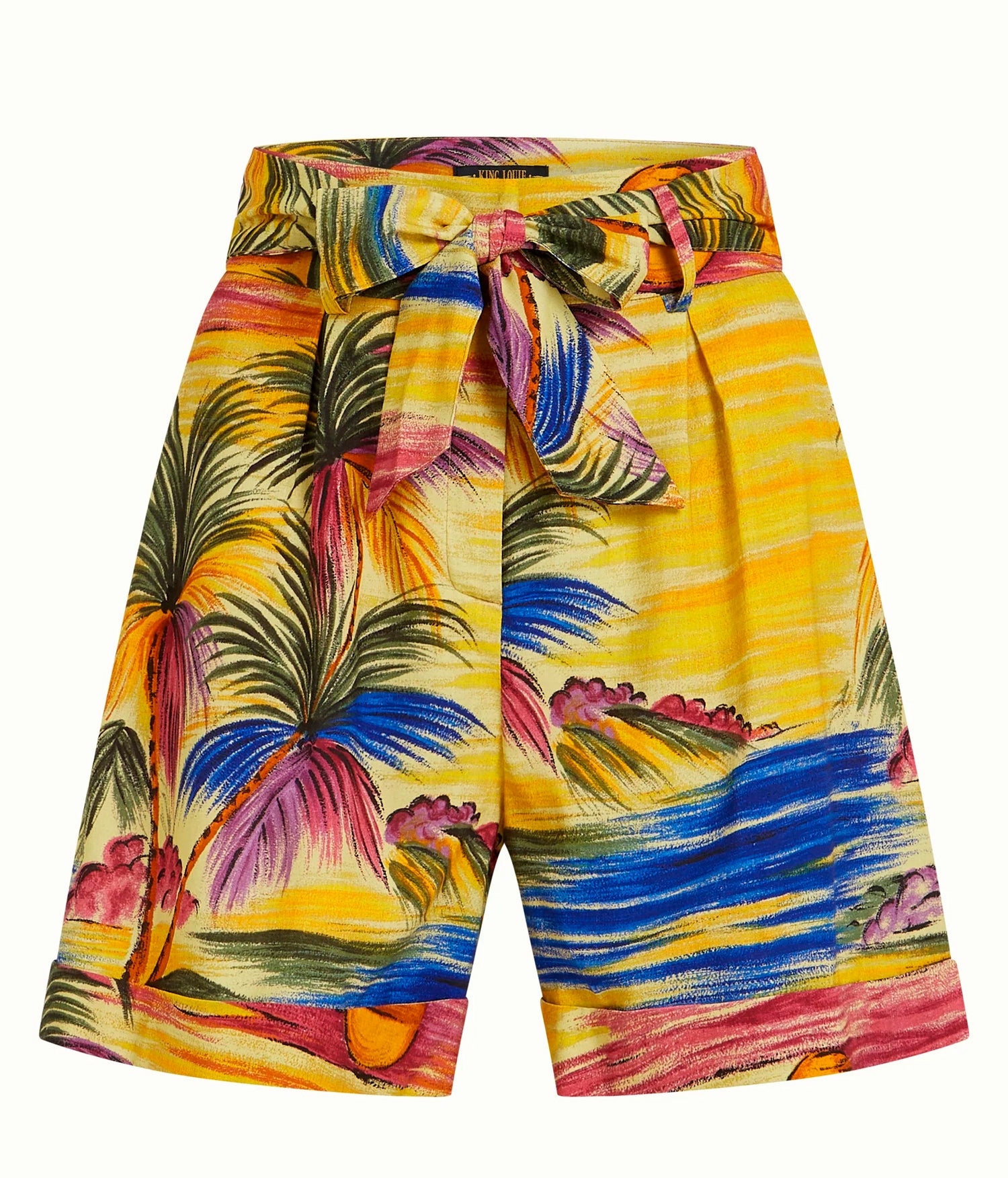 King Louie «Ava Riche» Vintage Tropical Riche Print Retro High Waisted Shorts