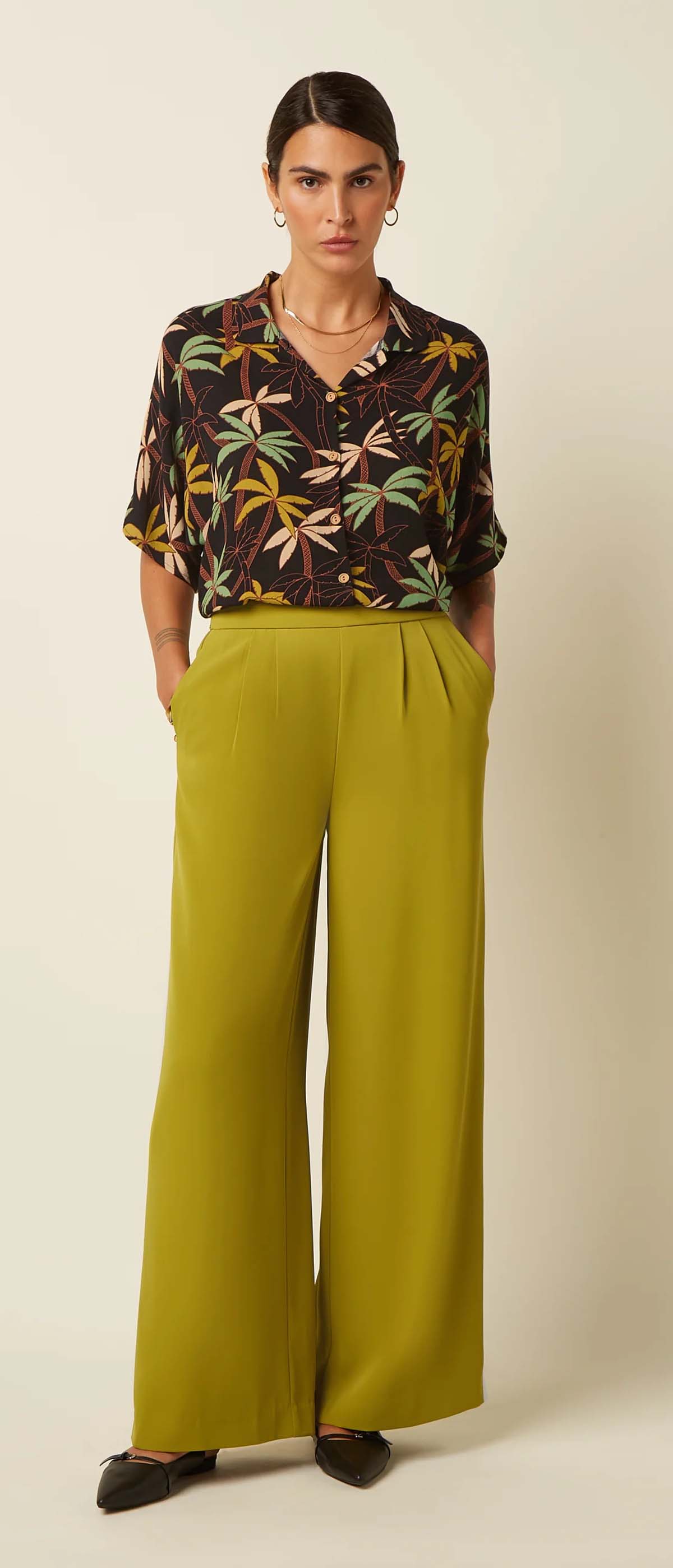 King Louie «Shay La Rochelle» Hawaii Palmen Tropical Vintage Bluse / Blouse