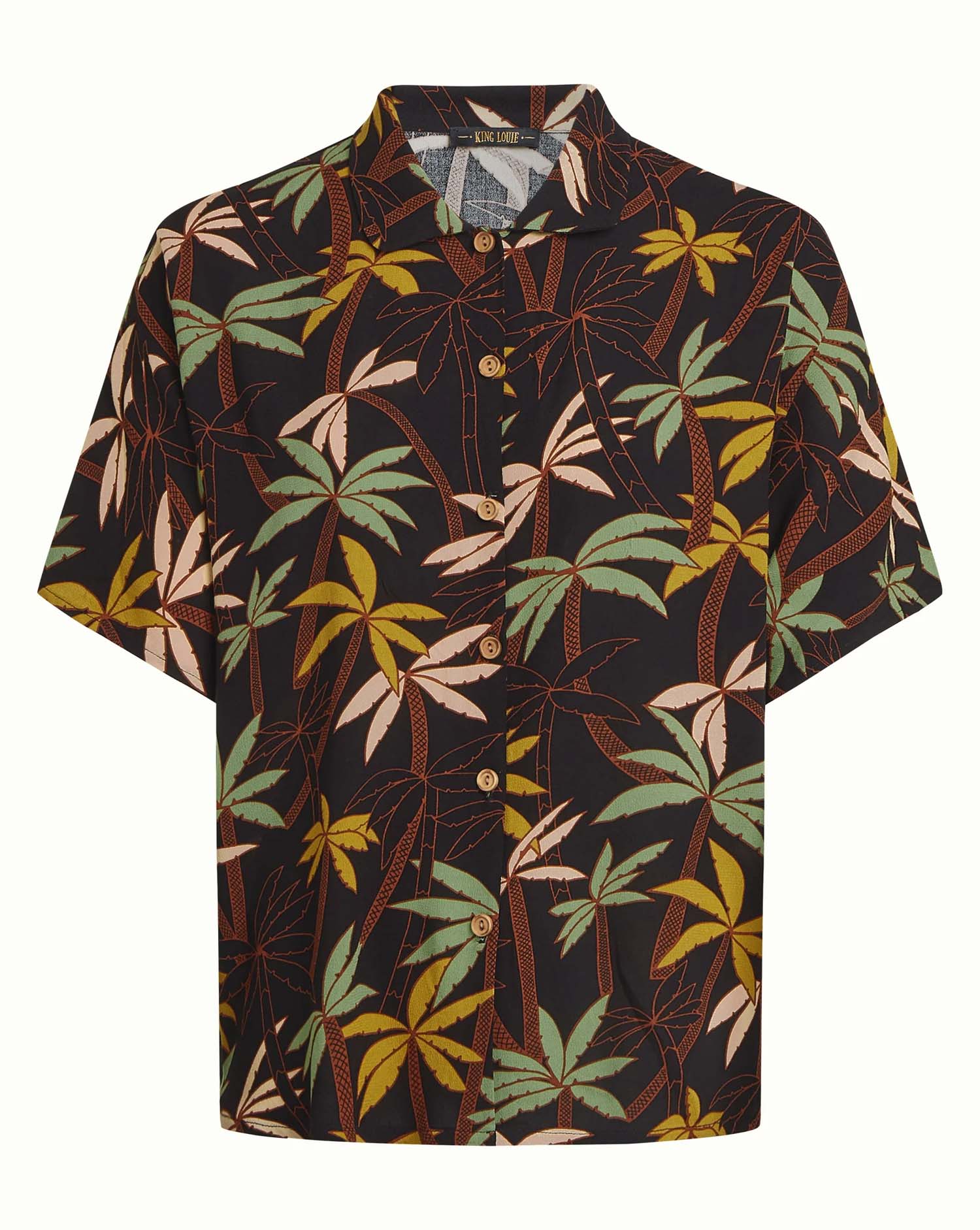King Louie «Shay La Rochelle» Hawaii Palmen Tropical Vintage Bluse / Blouse