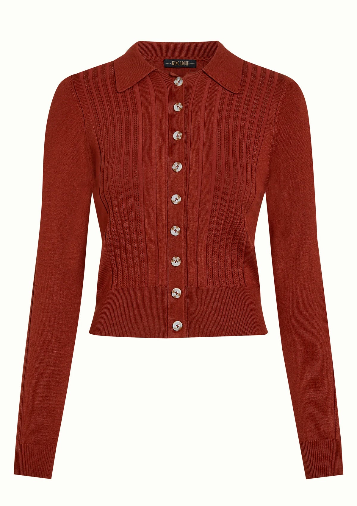 King Louie «Sofie Match» Vintage Knit Retro Cardigan / Strickjacke - Spicy Brown