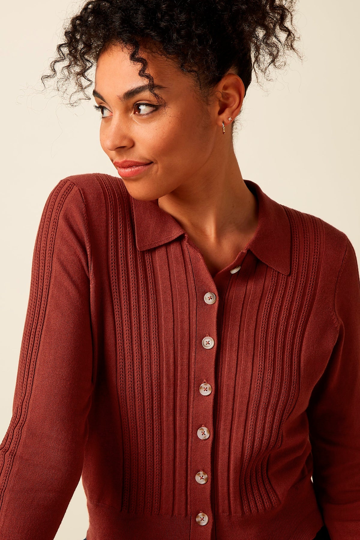 King Louie «Sofie Match» Vintage Knit Retro Cardigan / Strickjacke - Spicy Brown