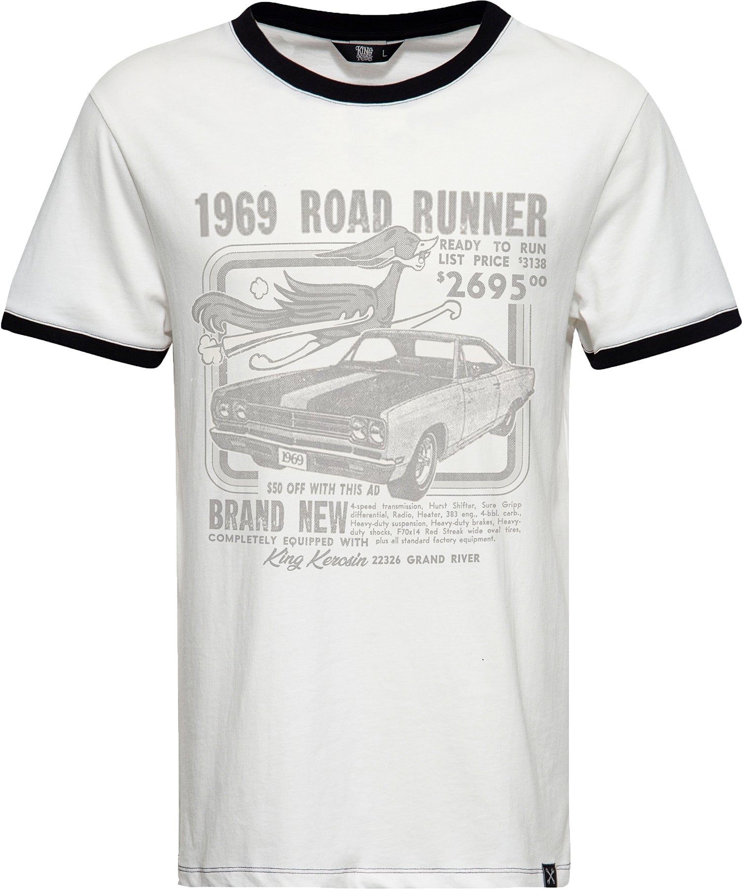 King_Kerosin_1969_ROADRUNNER_Oldschool_Motiv_Kurzarm_RINGER_T-SHIRT_Oberteil_Killer_Kirsche-1