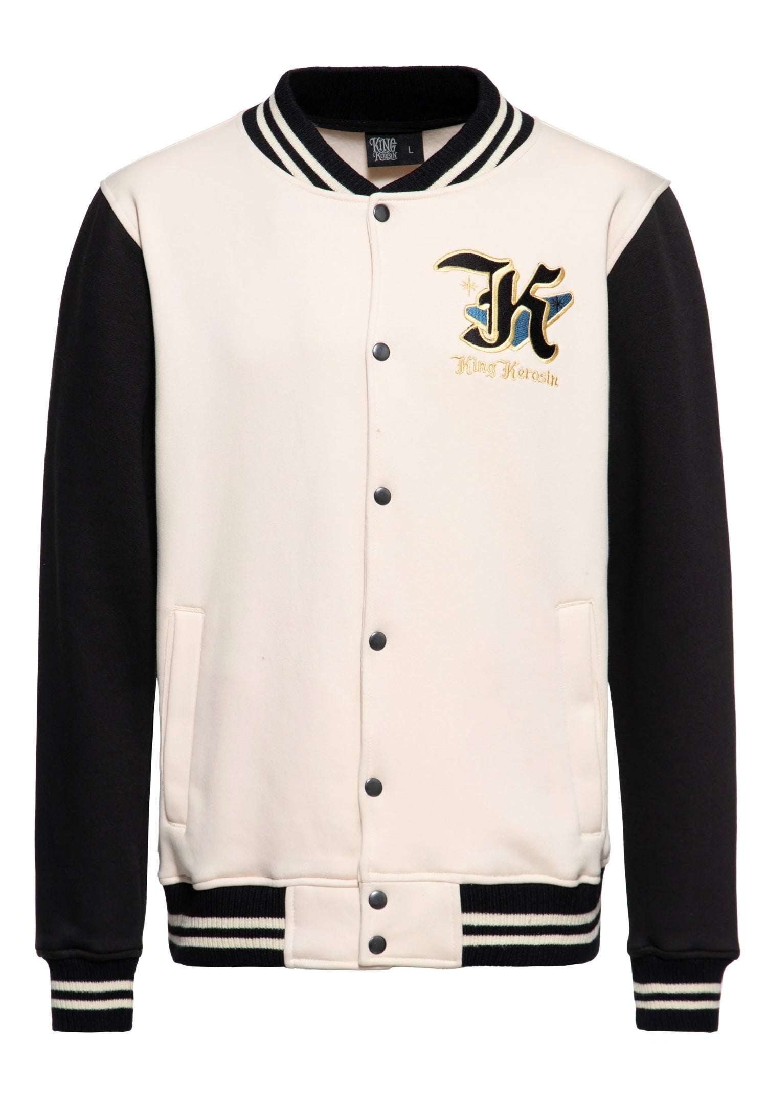 King_Kerosin_DETROIT_GREASER_Oldschool_Stick_Hot_Rod_COLLEGE_Jacke_Baseball_JACKET_-_Beige-2Q609xUBTiRCYD