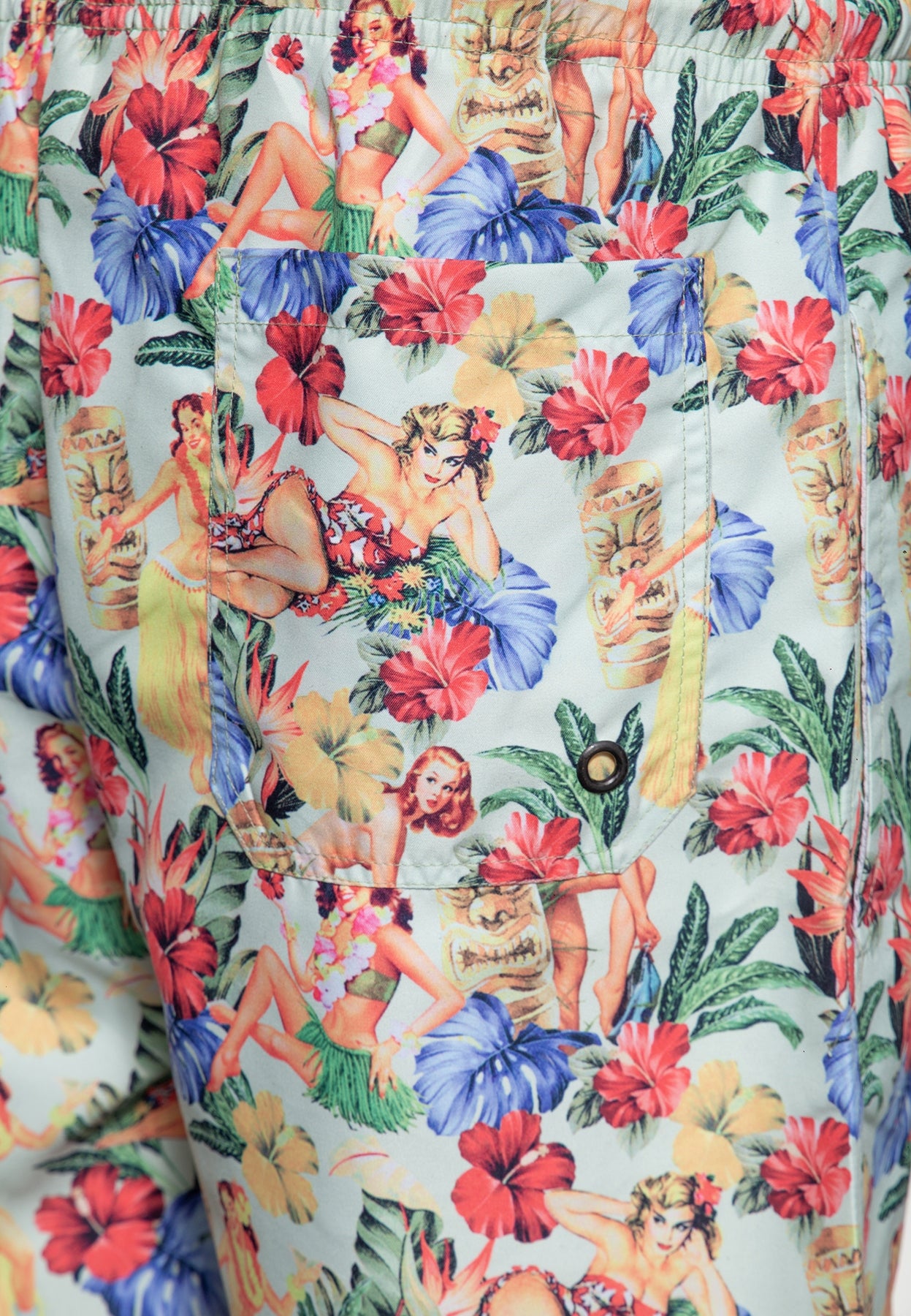 King_Kerosin_HAWAII_PRINT_Tropical_FLOWERS_Hula_Girls_BATH_SHORTS_Kurze_Badehose_Killer_Kirsche-3