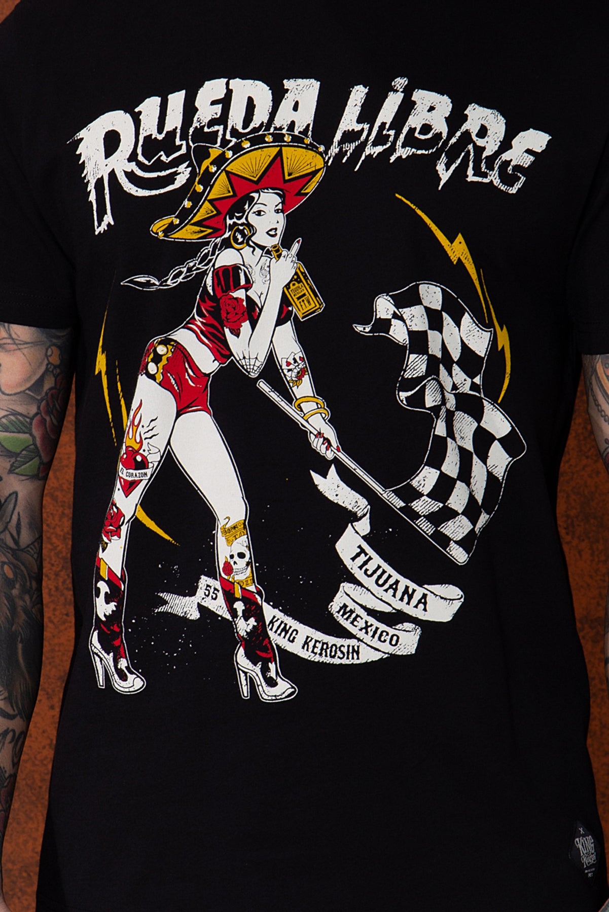 King_Kerosin_RUEDA_LIBRE_Mexican_Pin_Up_PRINT_Kurzarm_Motiv_T-SHIRT_Oberteil_Killer_Kirsche-49GKuuTBGeeOlf