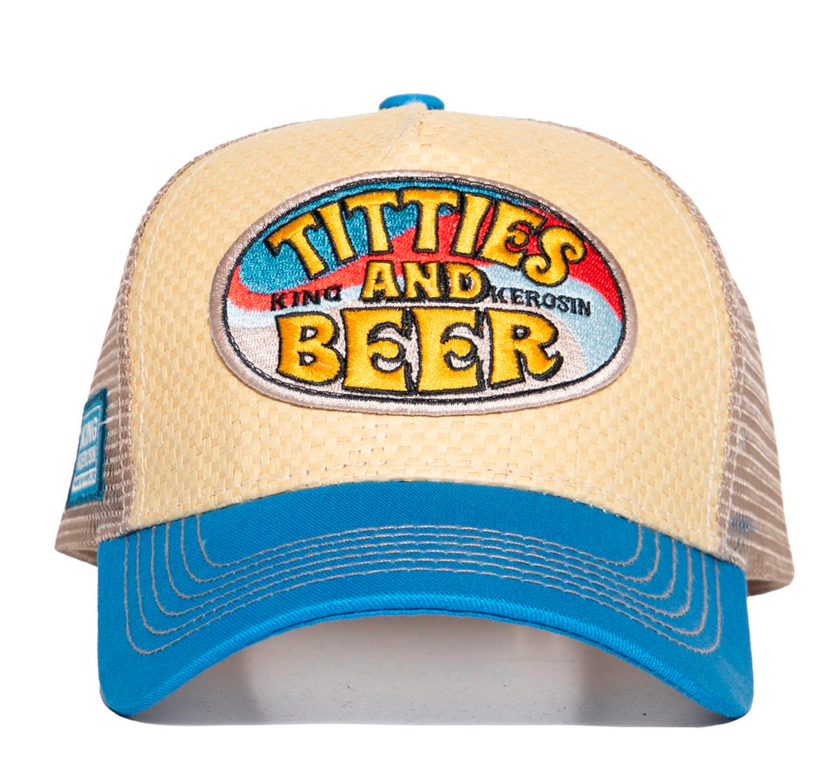 King_Kerosin_TITTIES_AND_BEER_Strohgeflecht_Snapback_Mesh_TRUCKER_CAP_-_CremeBlau-2