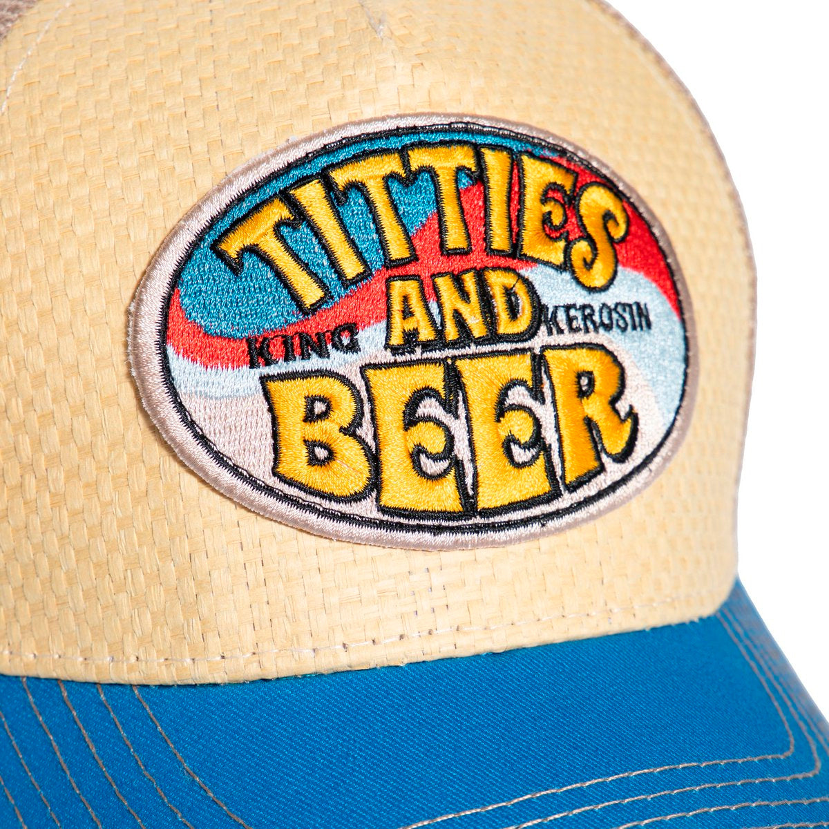 King_Kerosin_TITTIES_AND_BEER_Strohgeflecht_Snapback_Mesh_TRUCKER_CAP_-_CremeBlau-4
