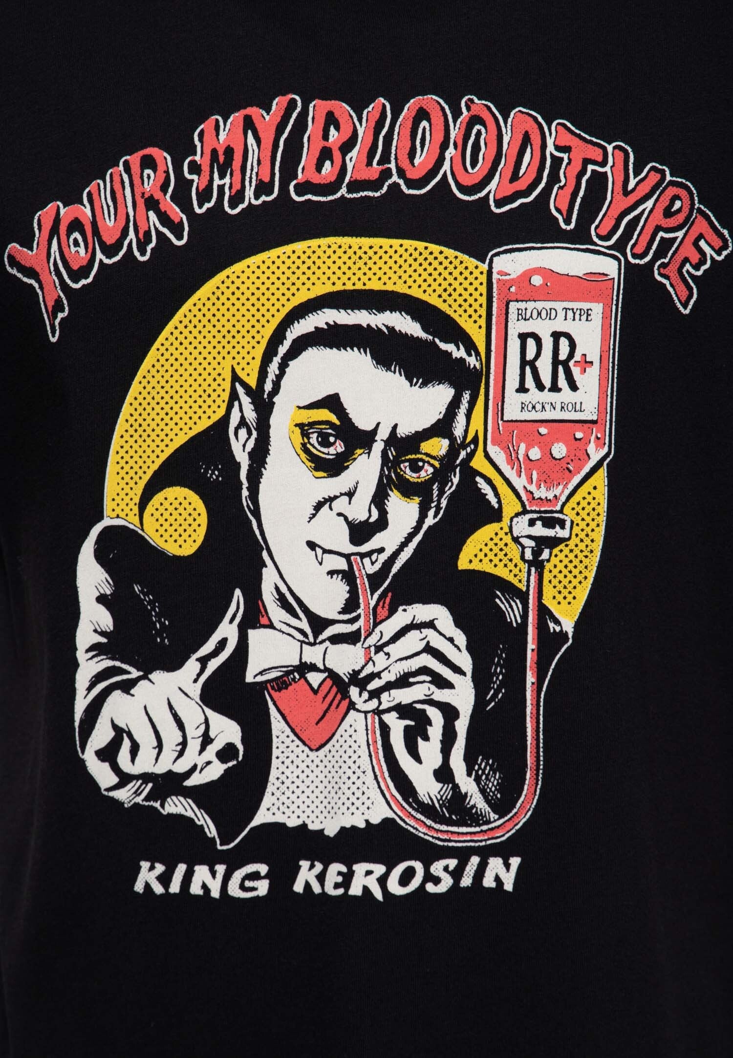 King_Kerosin_YOURE_MY_BLOOD_TYPE_Print_Comic_Vampir_Kurzarm_TSHIRT_Oberteil_Schwarz-3