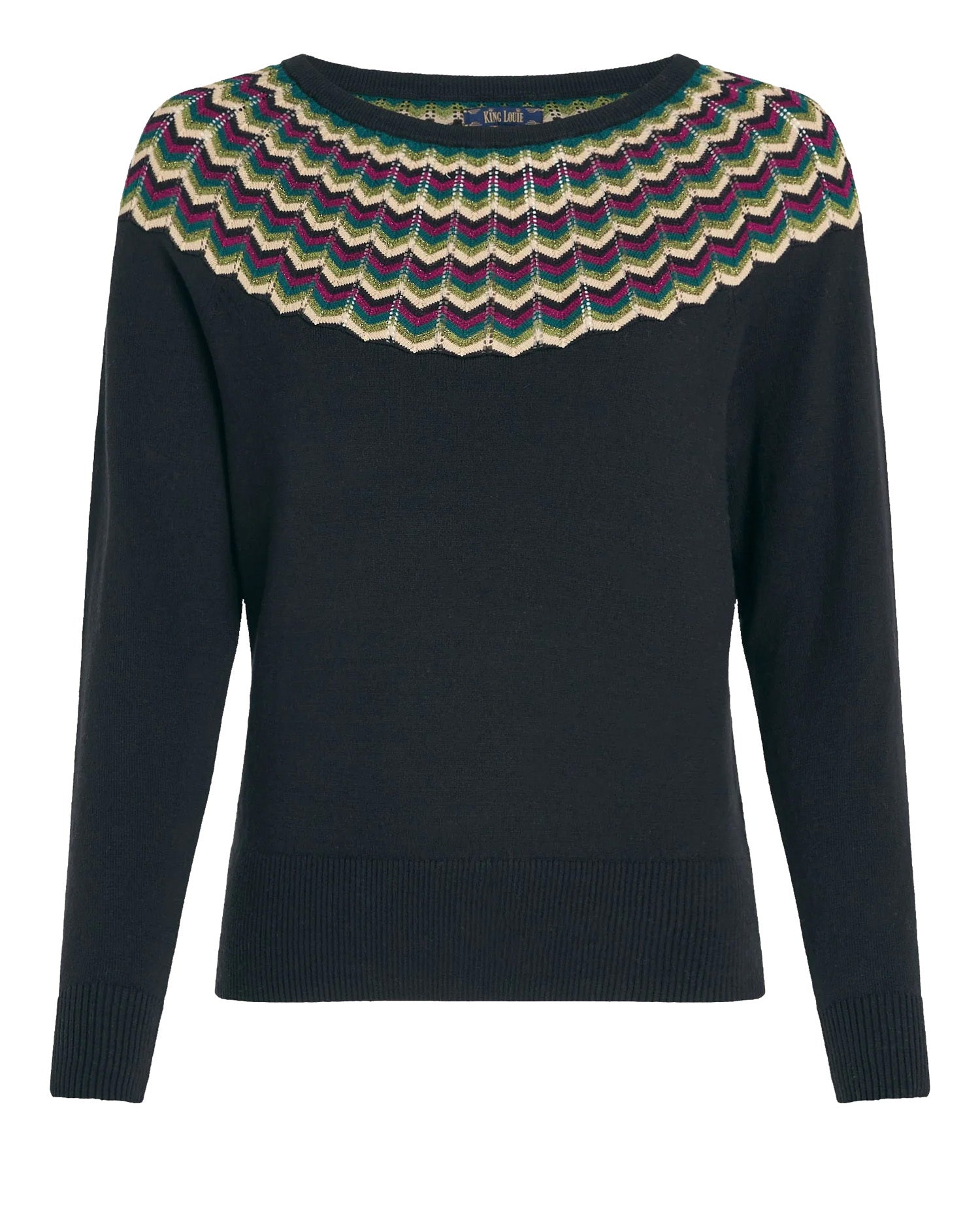 King_Louie_ANDIE_WOOGIE_Retro_Streifen_Glitzer_Langarm_Vintage_STRICKSHIRT_Pullover__Schwarz-3
