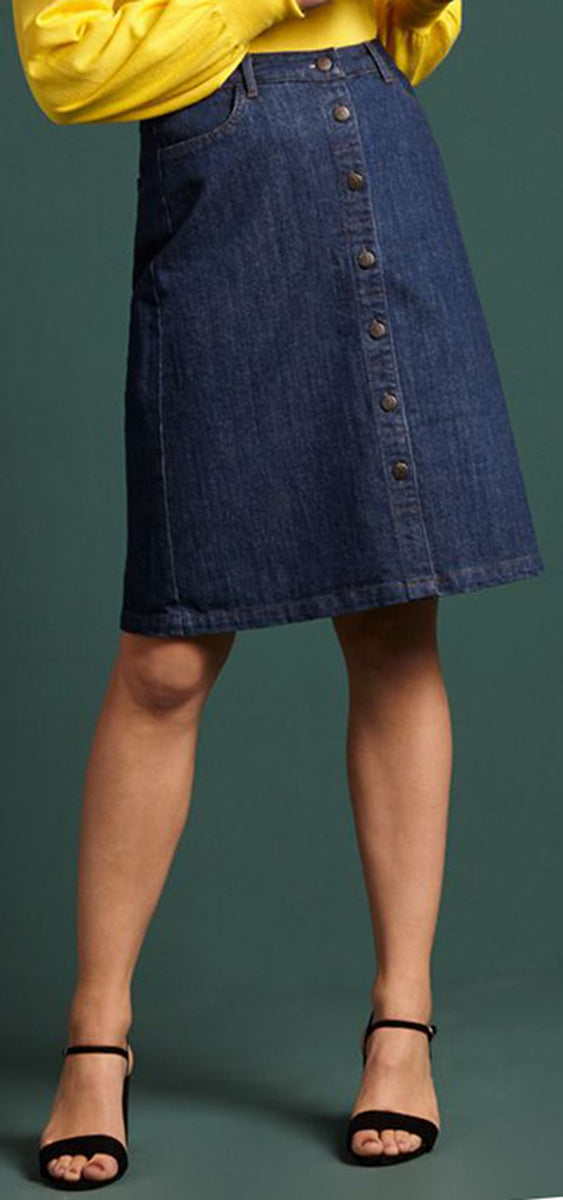 King_Louie_ANGIE_Vintage_DENIM_High_Waist_Buttoned_Swallow_JEANS_ROCK_Skirt-2