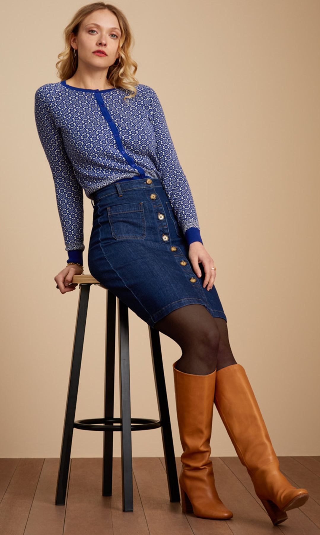 King_Louie_ANGIE_Vintage_GOLDEN_DENIM_High_Waist_Buttoned_JEANS_ROCK_Skirt_killer_kirsche_2