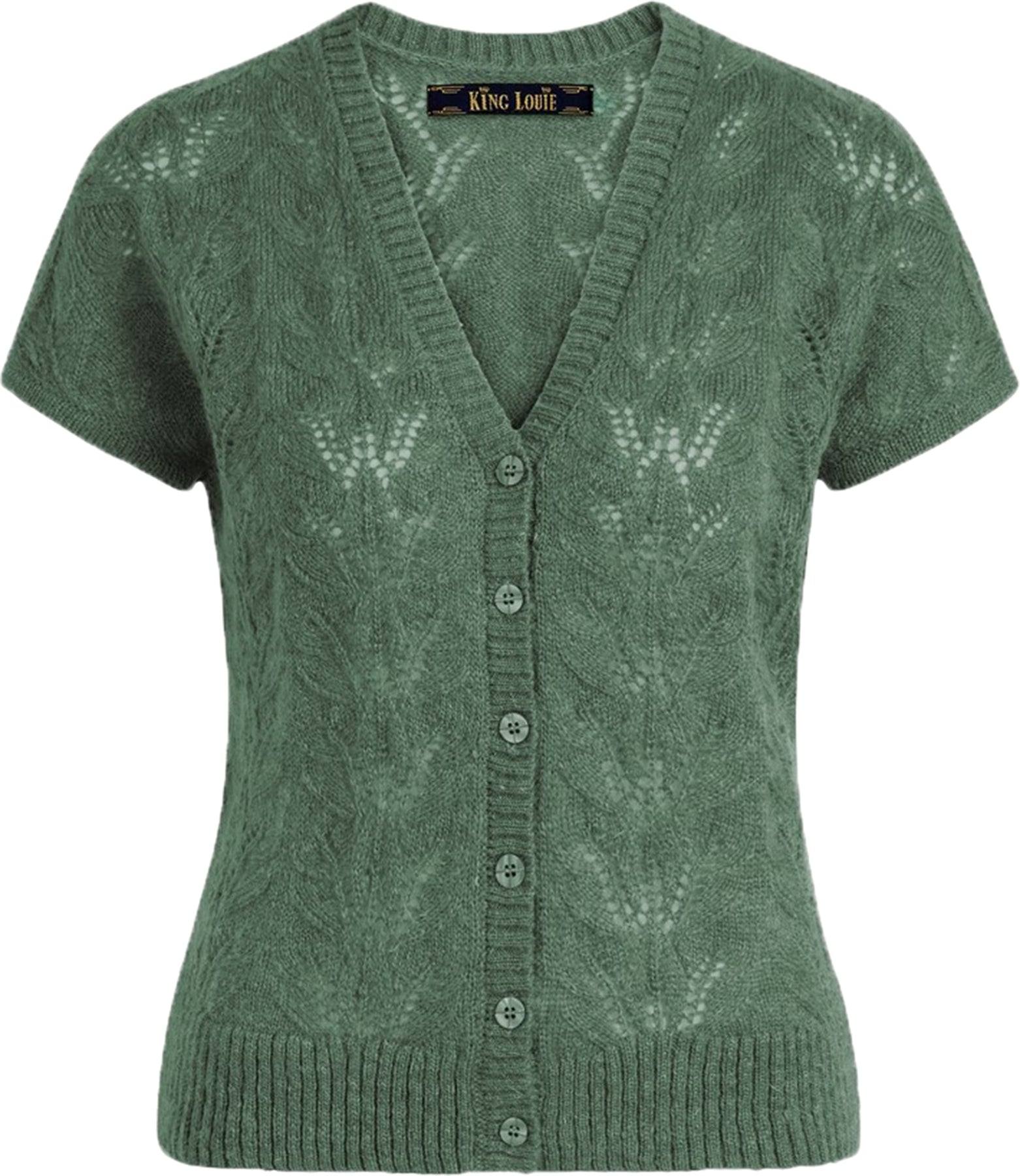 King_Louie_BUTTON_FARFALLE_Lochmuster_V-Neck_Kurzarm_CARDIGAN_Top_-_Fir_Green_Killer_Kirsche-1OC0C2wDlRhJxQ