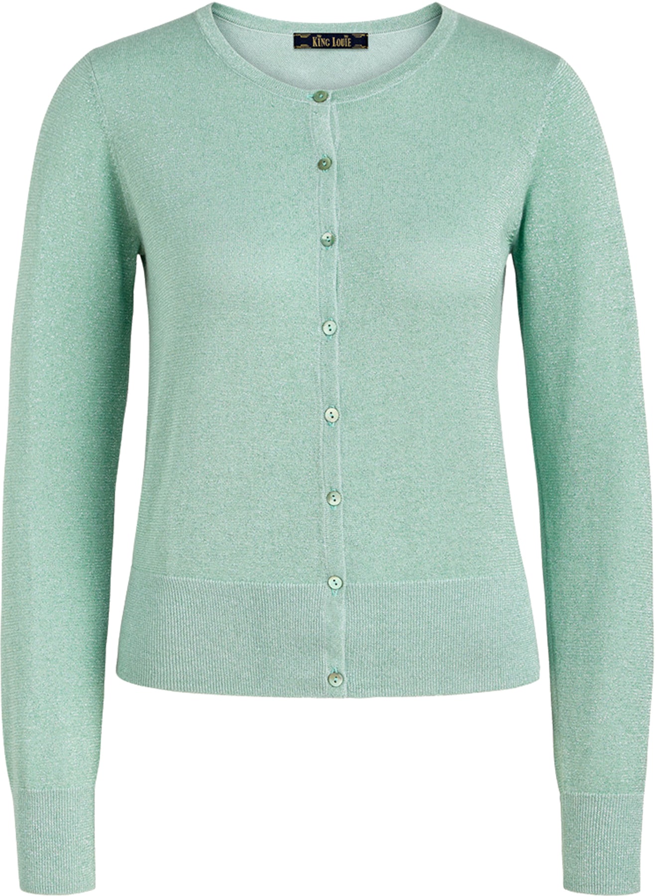 King_Louie_CARDI_ORGANIC_Retro_Rundhals_Langarm_CARDIGAN_Strickjacke_-_Foam_Green_killer_kirsche_0