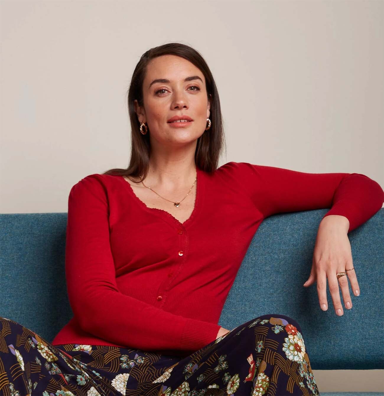 King_Louie_CARDI_V_COCOON_Vintage_V-NECK_Knit_Strickjacke_CARDIGAN_-_Icon_Red-1