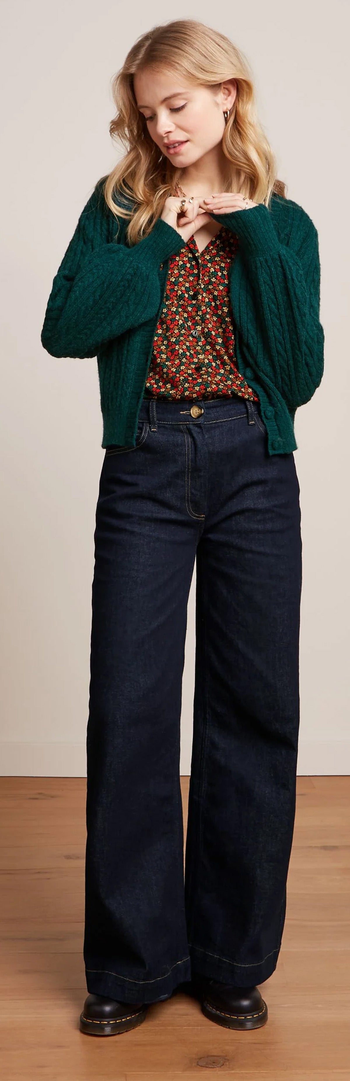 King_Louie_CARDI_V_FARFALLE_Zopfmuster_Vintage_V-Neck_CARDIGAN_Strickjacke_-_Dunkelgruen-2vmKj2GLMJ88Ex