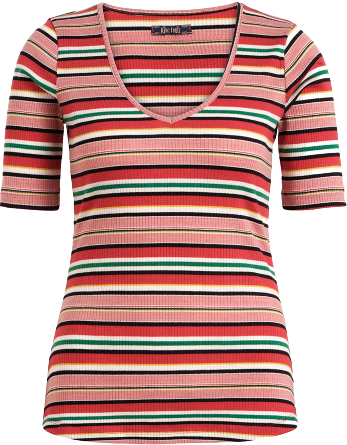 King_Louie_CARICE_POOLSIDE_STRIPE_Vintage_Streifen_V-Neck_RIPPSHIRT_Oberteil_killer_kirsche_1