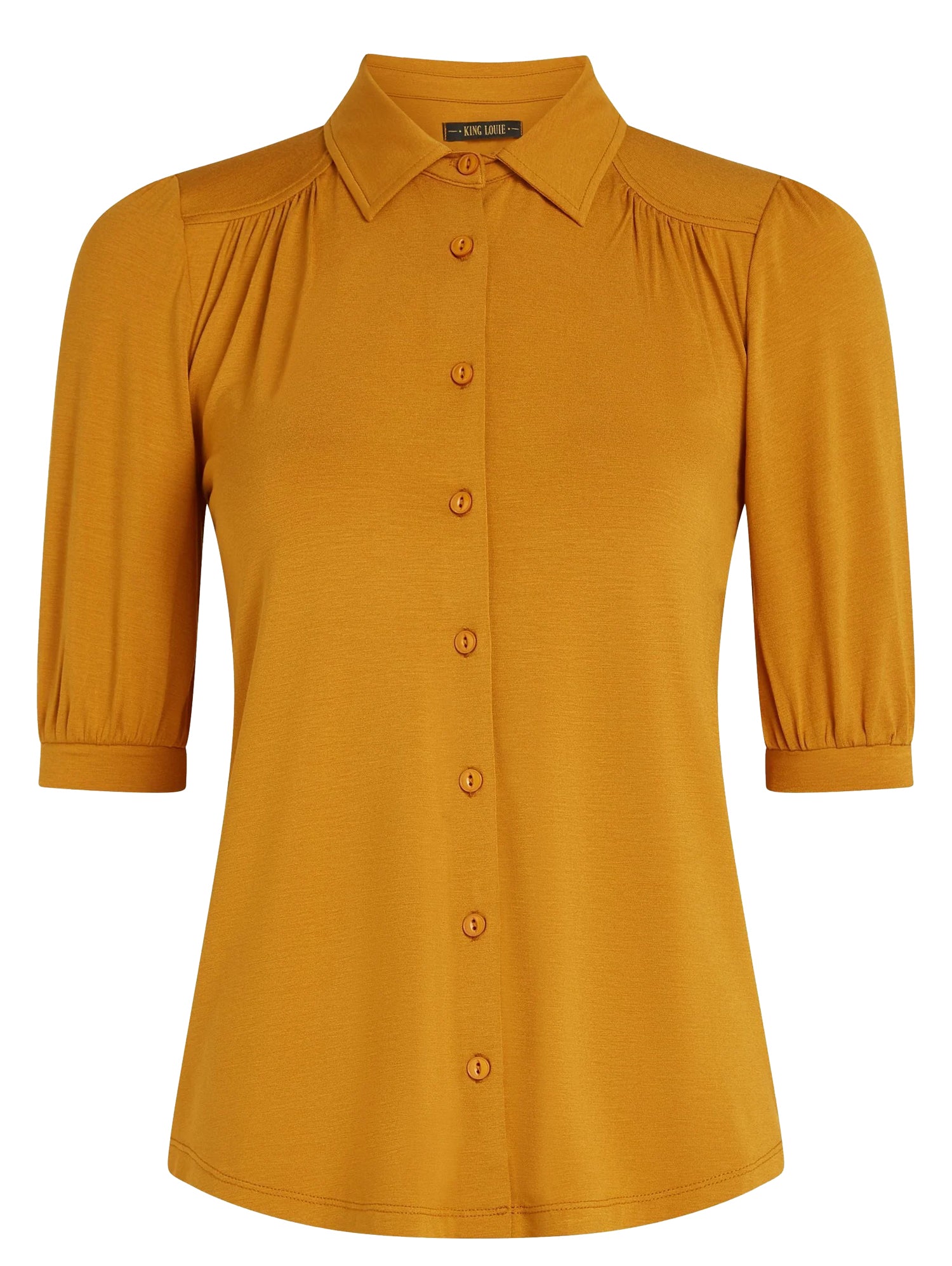 King_Louie_CARINA_PLAIN_Vintage_BASIC_Viscose_Light_Halbarm_BLUSE_Oberteil_Blouse_-_Inca_Gold-3