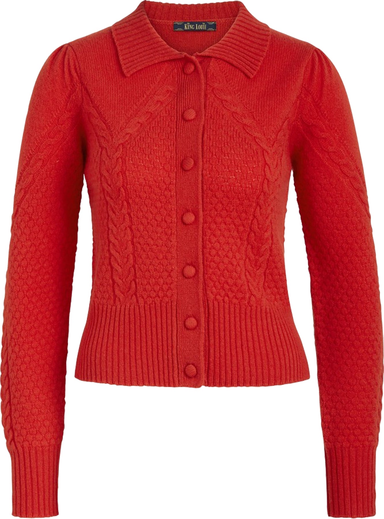 King_Louie_COLLAR_ORNELLIA_Zopfmuster_Langarm_60s_CARDIGAN_Strickjacke_-_Fiesta_Red_killer_kirsche_0