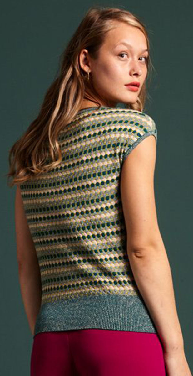 King_Louie_DEEP_V_LAGO_Vintage_JACQUARD_Glitter_V-Neck_SHIRT_Oberteil-3AaF77PaYO98hC