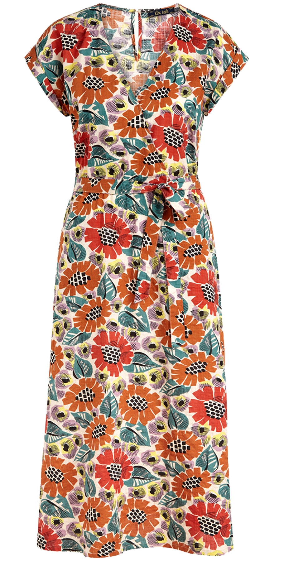 King_Louie_Doris_Vintage_Coconut_Blueten_FLOWERS_V-NECKE_50s_A-Linie_Dress_KLEID_killer_kirsche_5