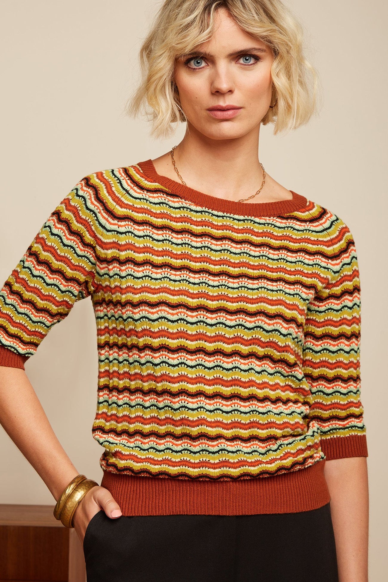 King_Louie_FAYE_SURFBIRD_Vintage_AJOUR_Lochmuster_Kurzarm_STRICK_SHIRT__Umbre-4