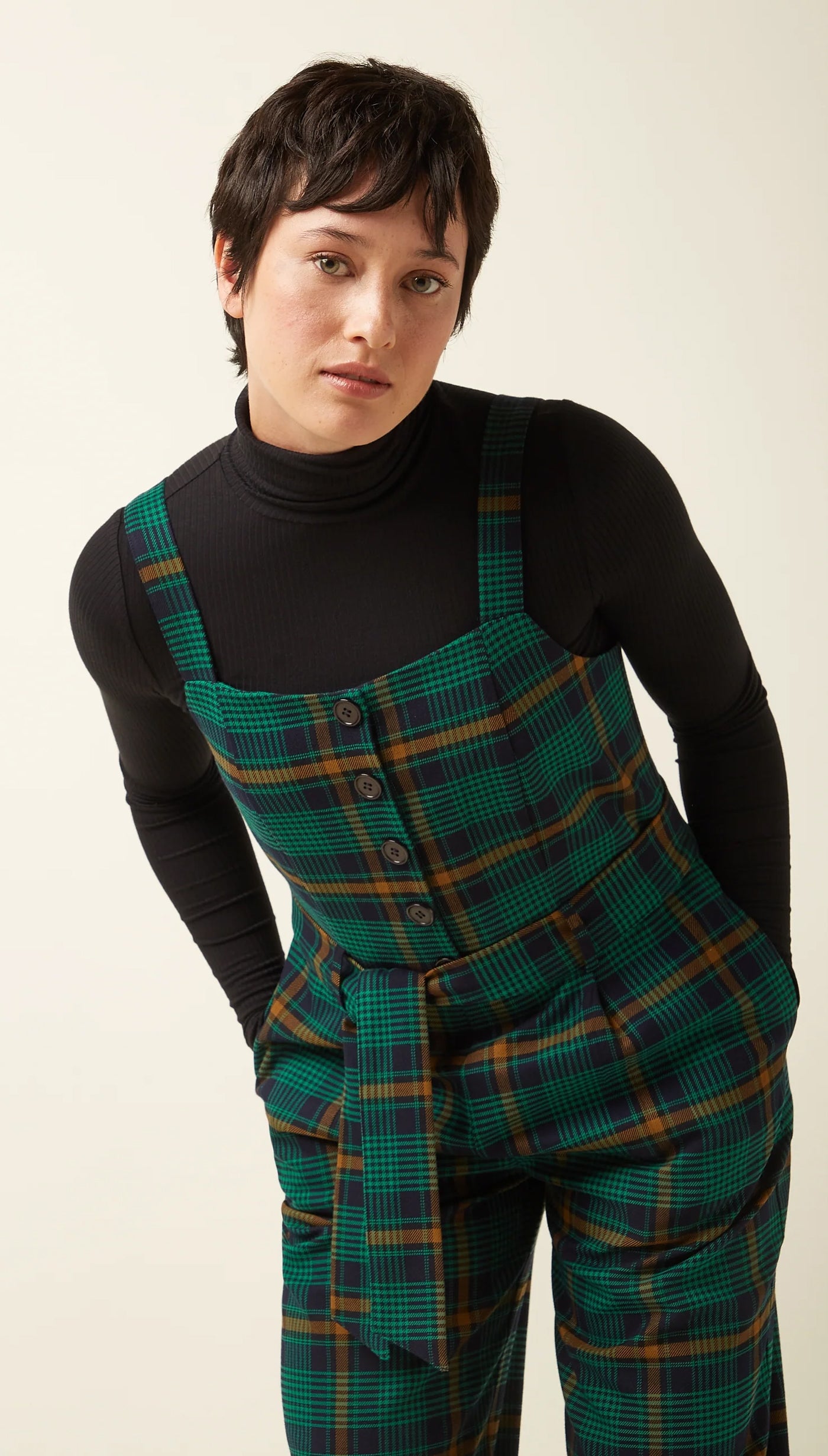 King_Louie_INES_LEEDS_Vintage_Traeger_Check_Tartan_Marlene_Retro_JUMPSUIT_Overall_-_Evening_Blue-2
