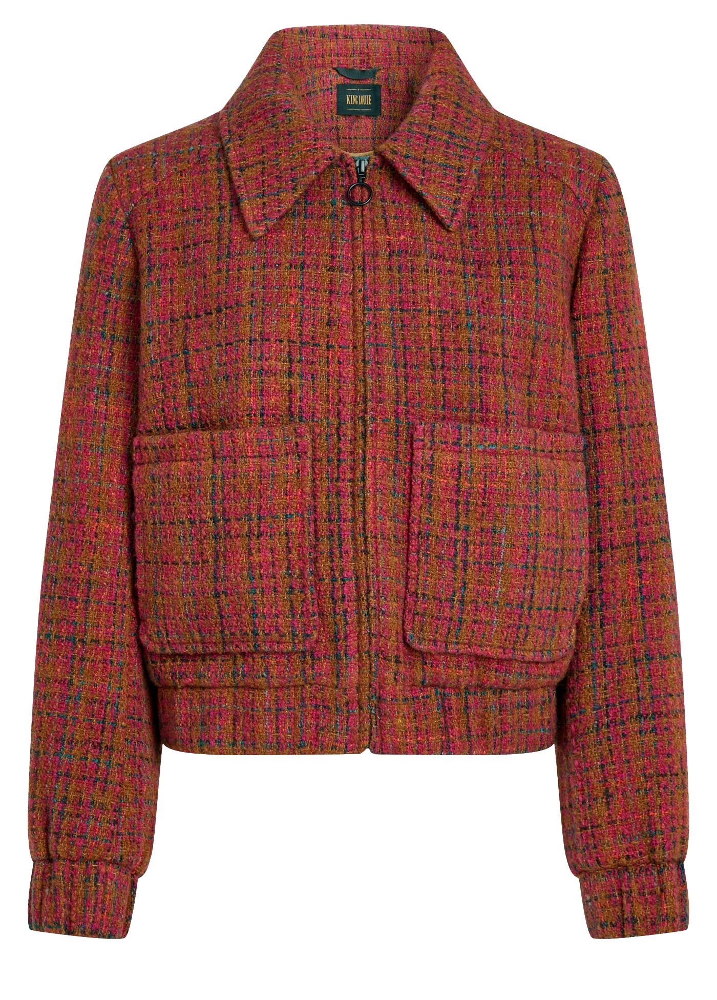 King_Louie_ISLA_PISARO_Retro_Karo_Check_Vintage_ZIPPER_JACKET__Jacke_Wild_Fuchsia-4